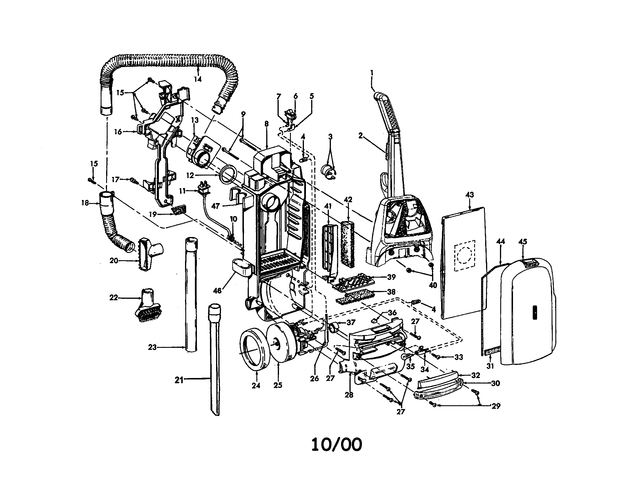 Hoover U5415-900 main body assembly diagram