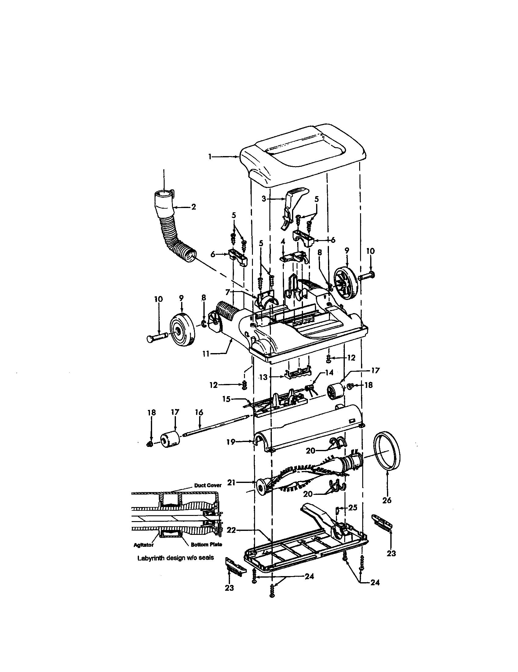 Hoover U5415-900 hood/agitator diagram