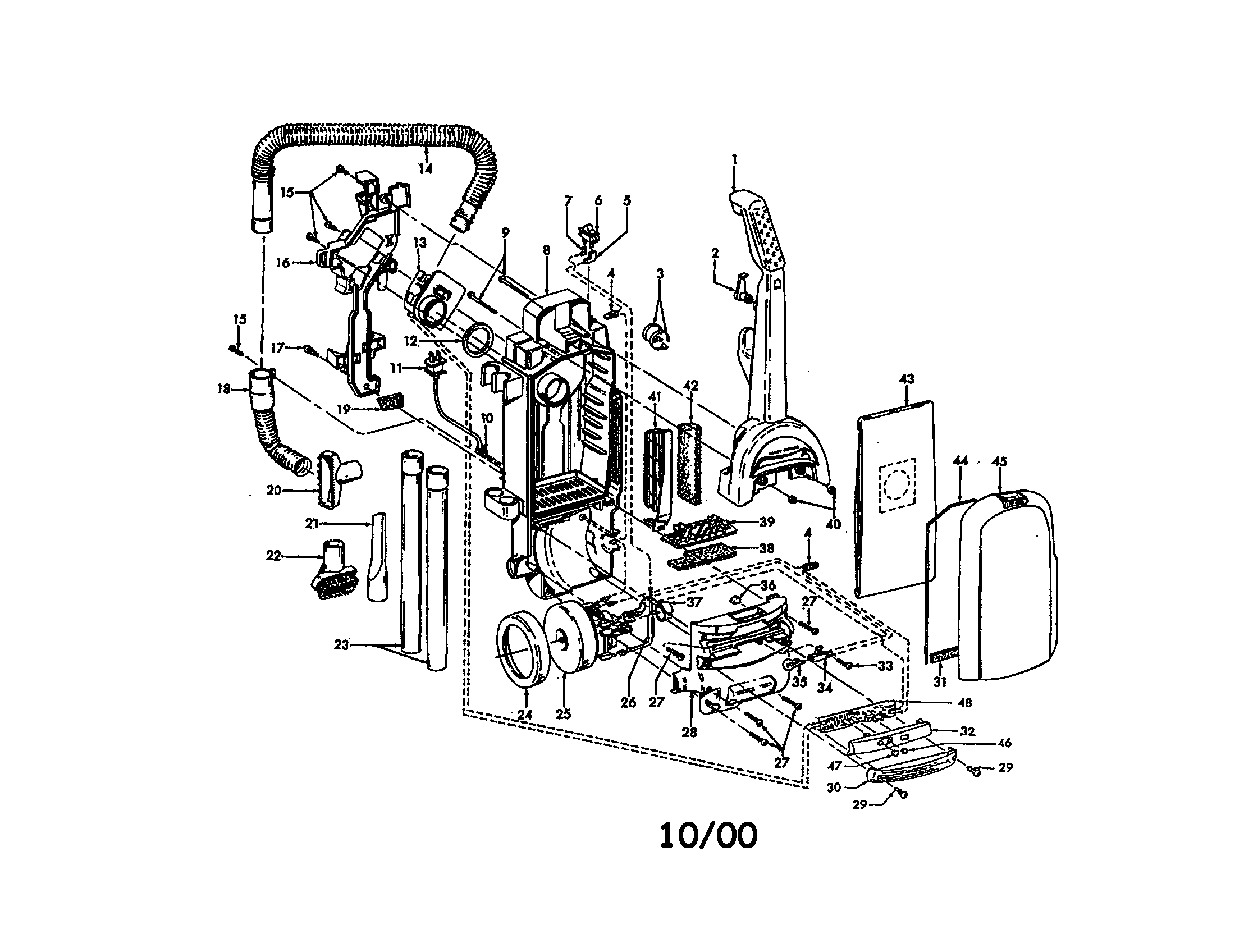 Hoover U5469-910 main body assembly diagram