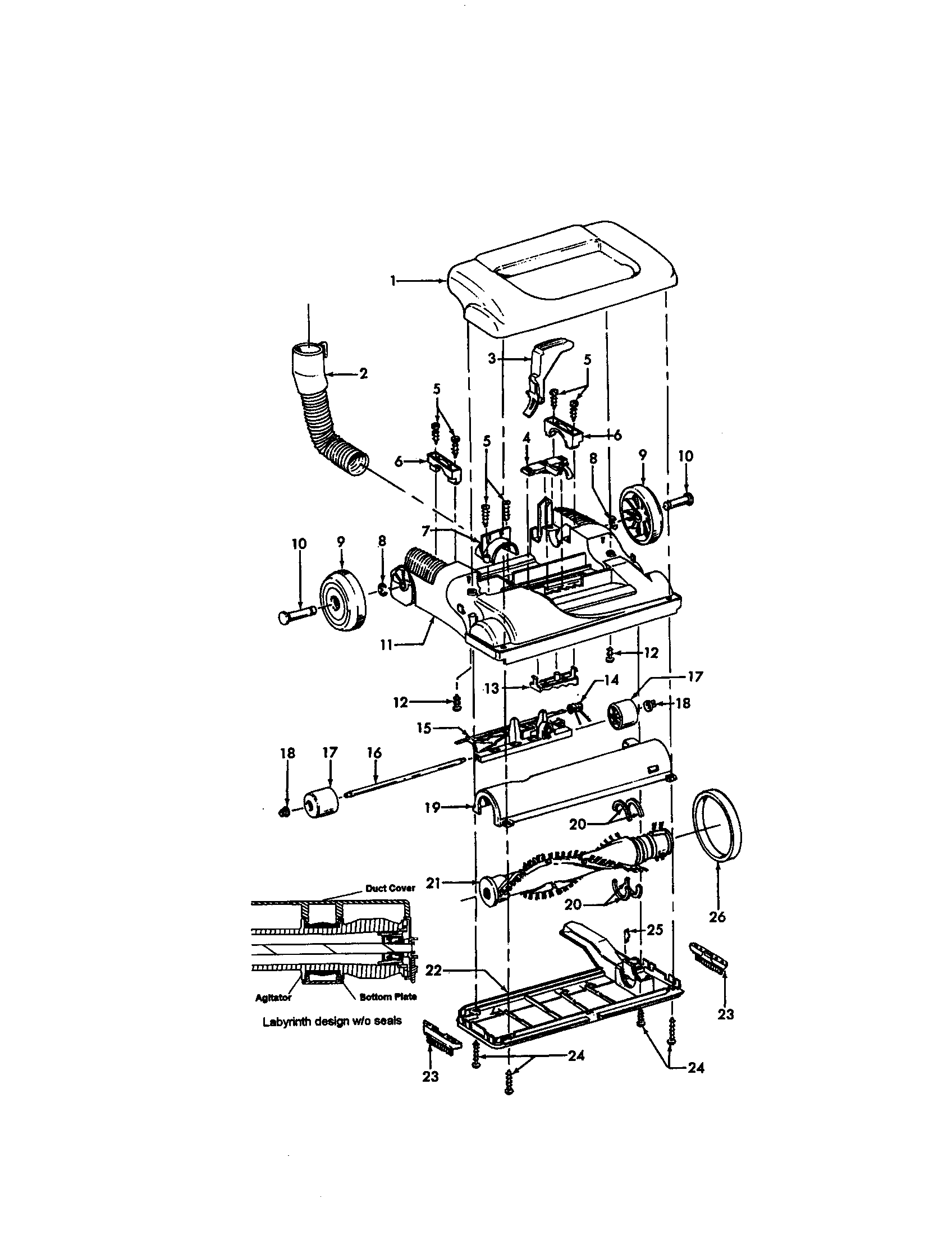 Hoover U5469-910 hood/agitator diagram
