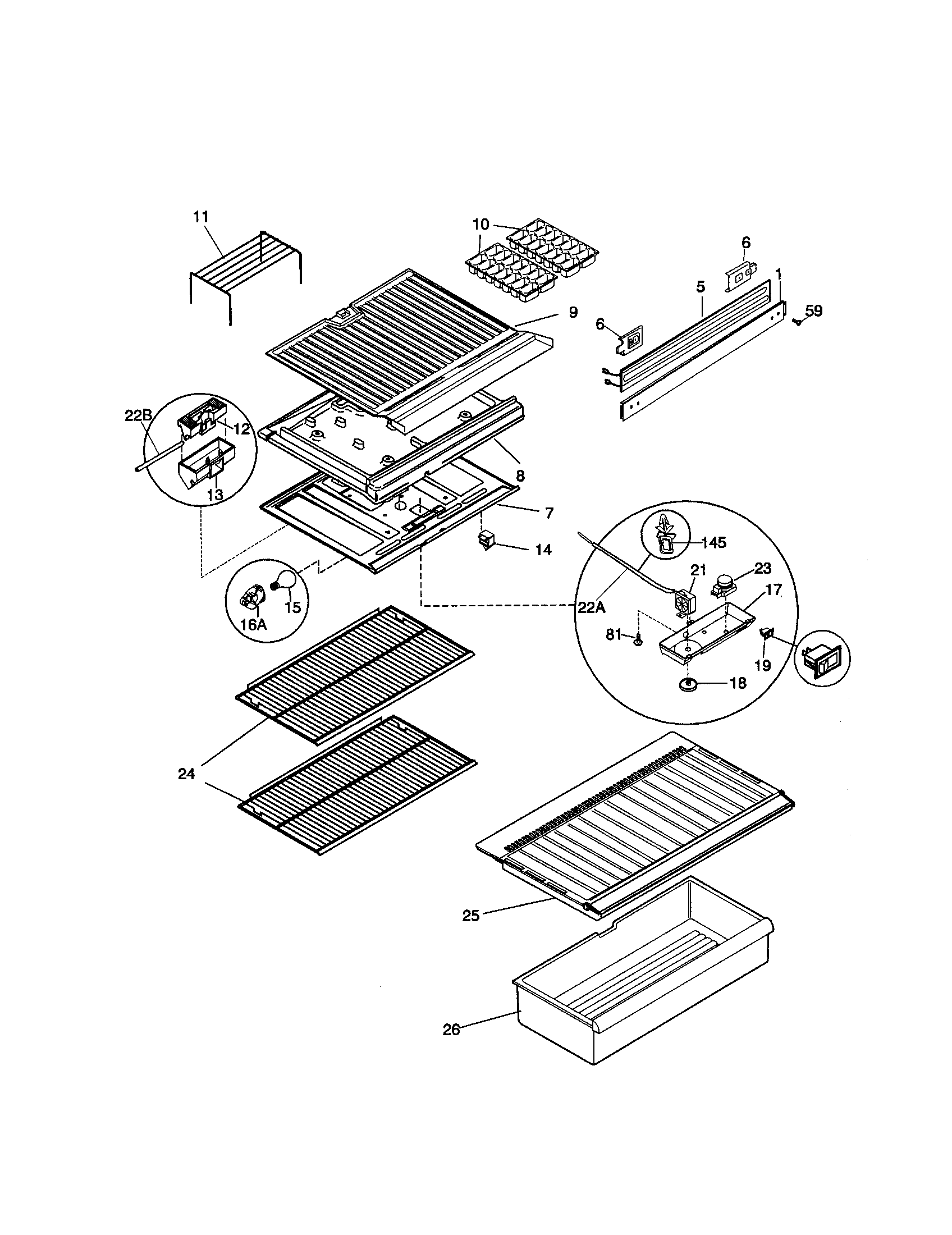 Kenmore 25338627898 shelves diagram