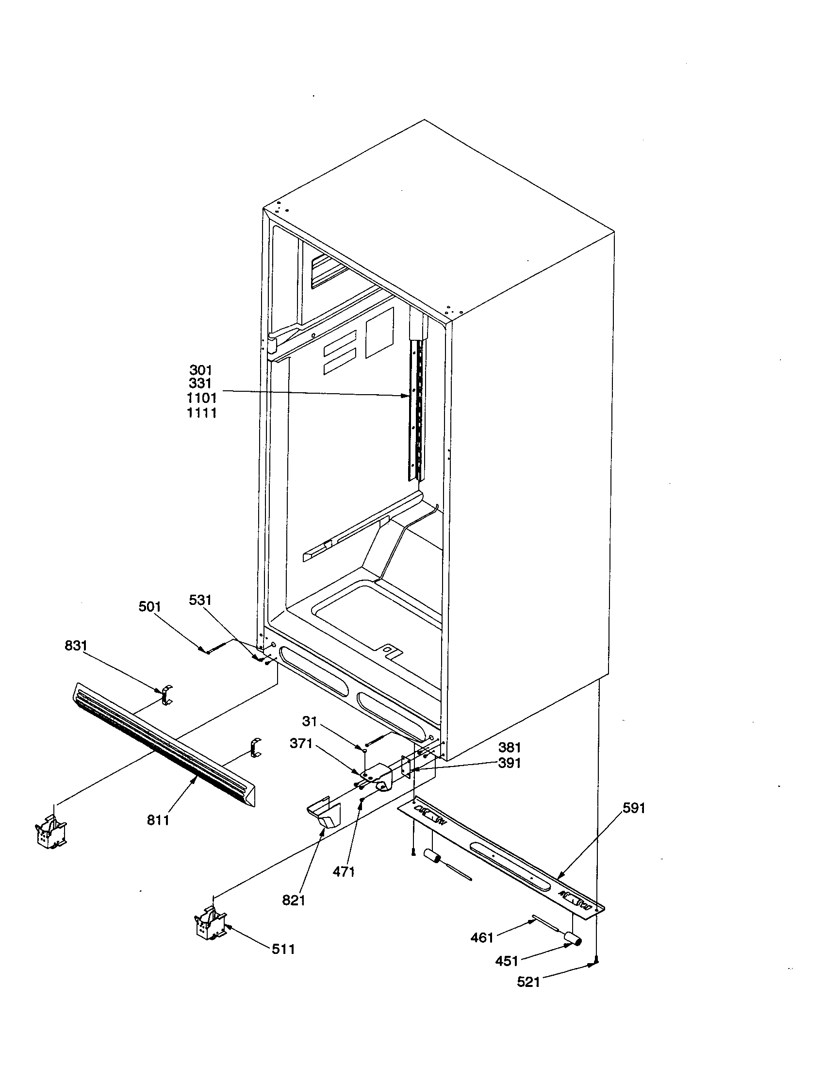 Amana DRT2102AC-PDRT2102AC0 ladders, lower cabinet diagram