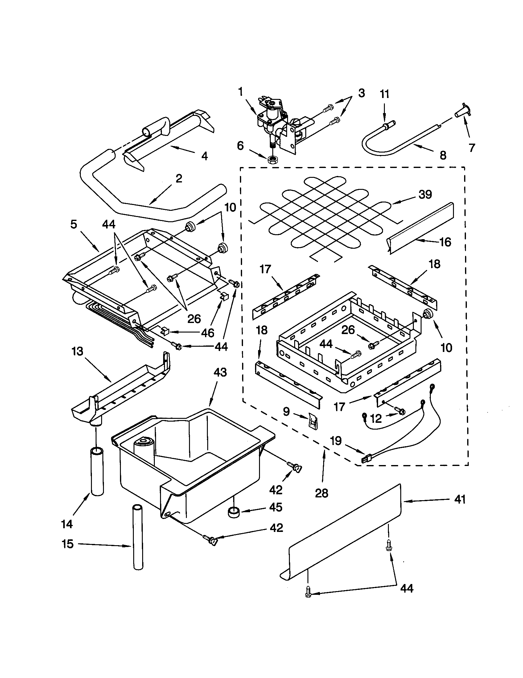 Whirlpool GI1500XHB2 evaporator/ice cutter grid diagram