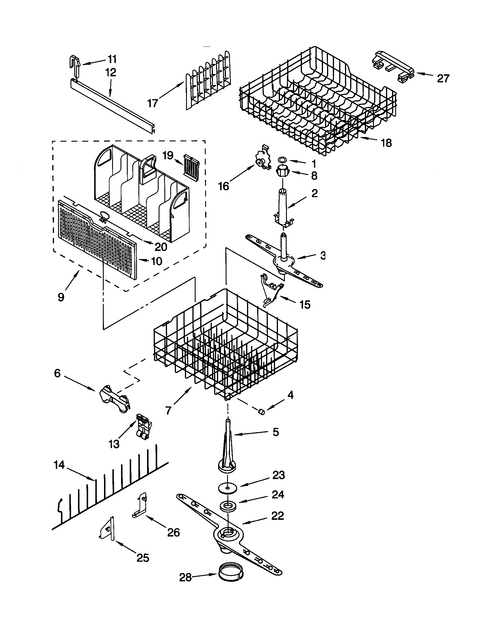 Whirlpool DP920PFGY4 dishrack diagram