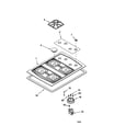 Whirlpool SC3004GV1 cooktop, burner and grate diagram