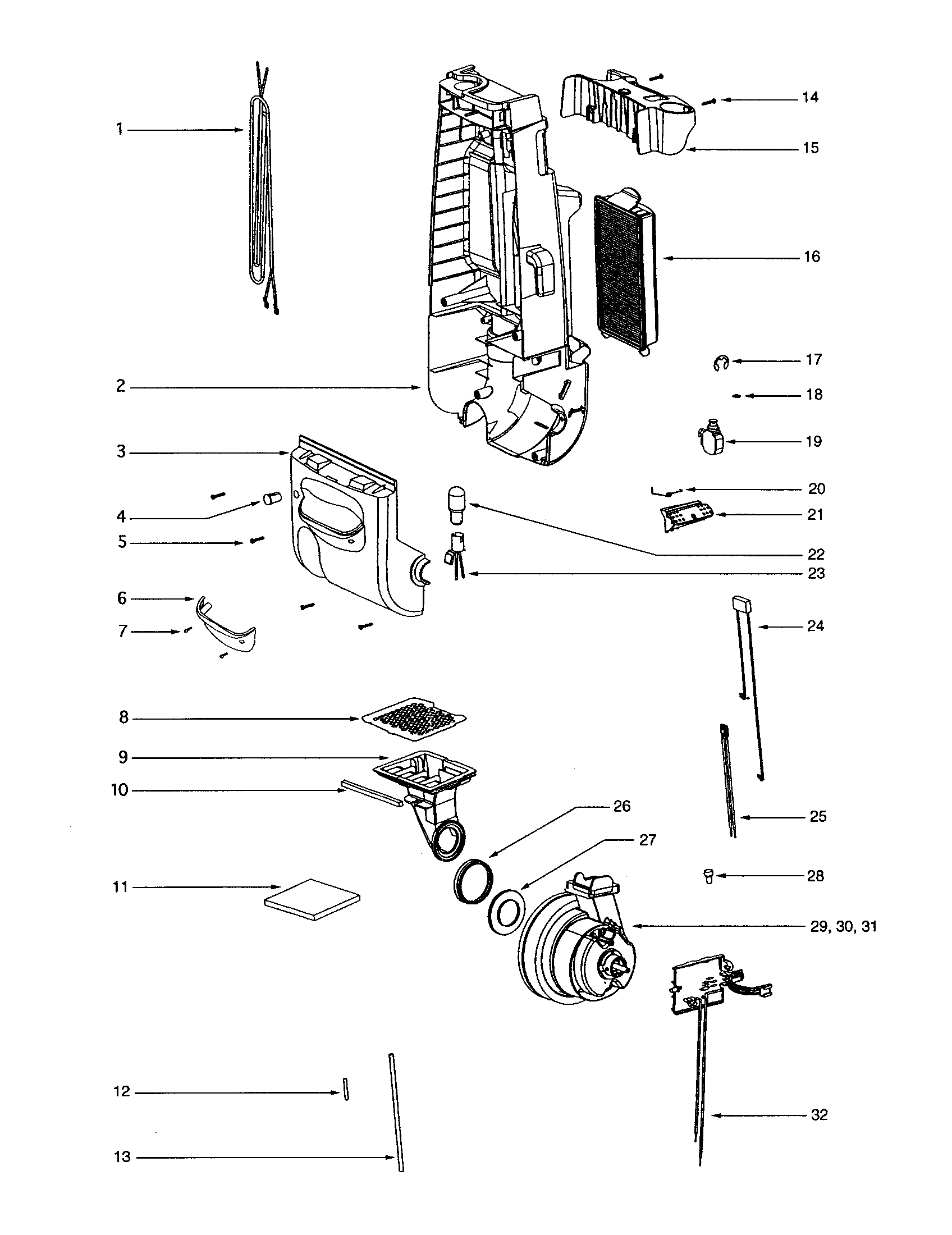 Eureka 4675AT rear-motor housing/motor diagram