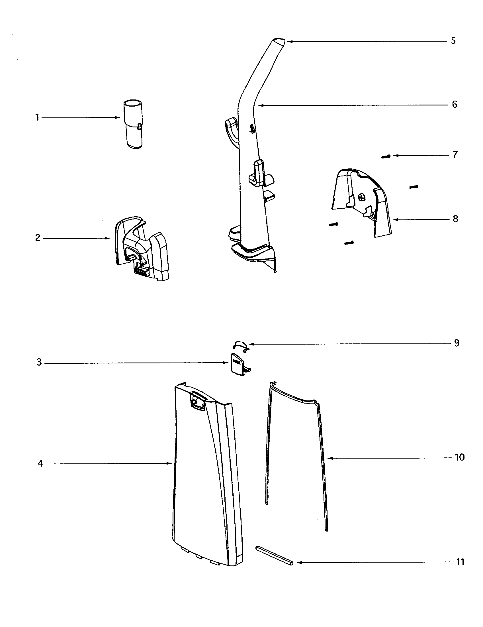 Eureka 4675AT handle/bag cover diagram