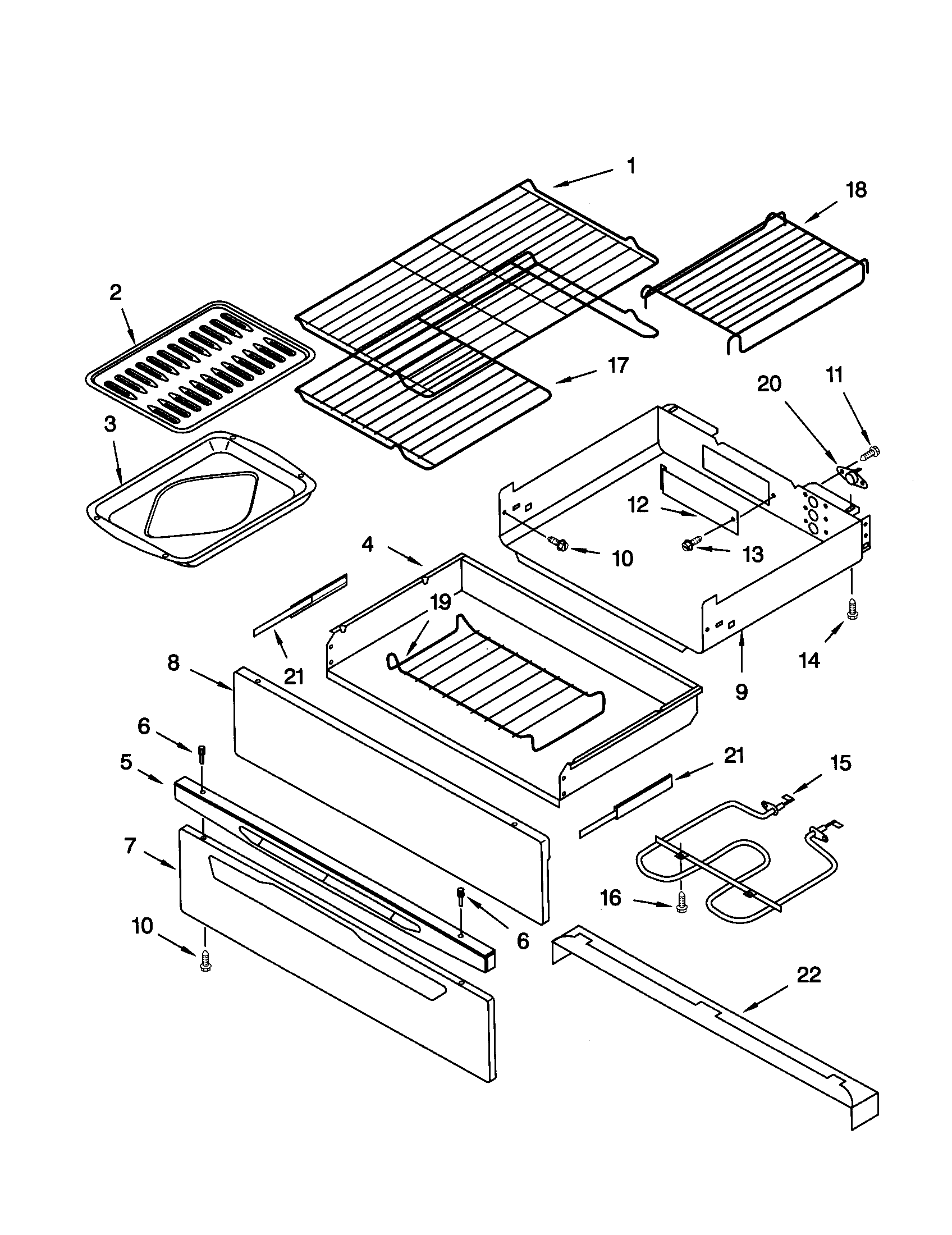 Kenmore 66575839003 warming drawer and broiler diagram