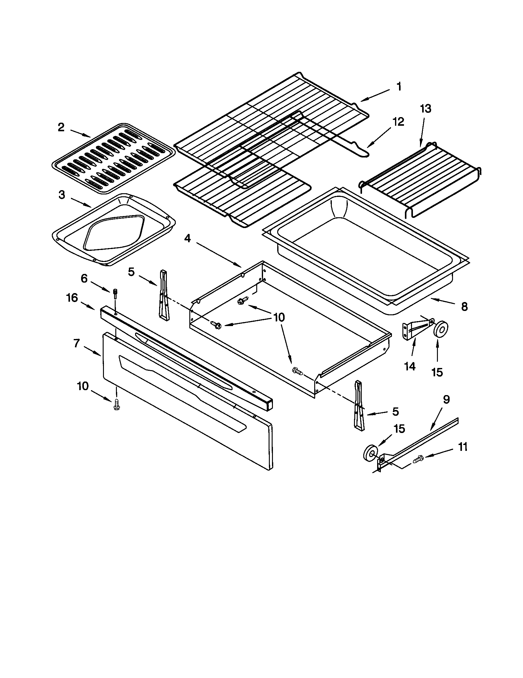 Kenmore 66575824002 drawer and broiler diagram