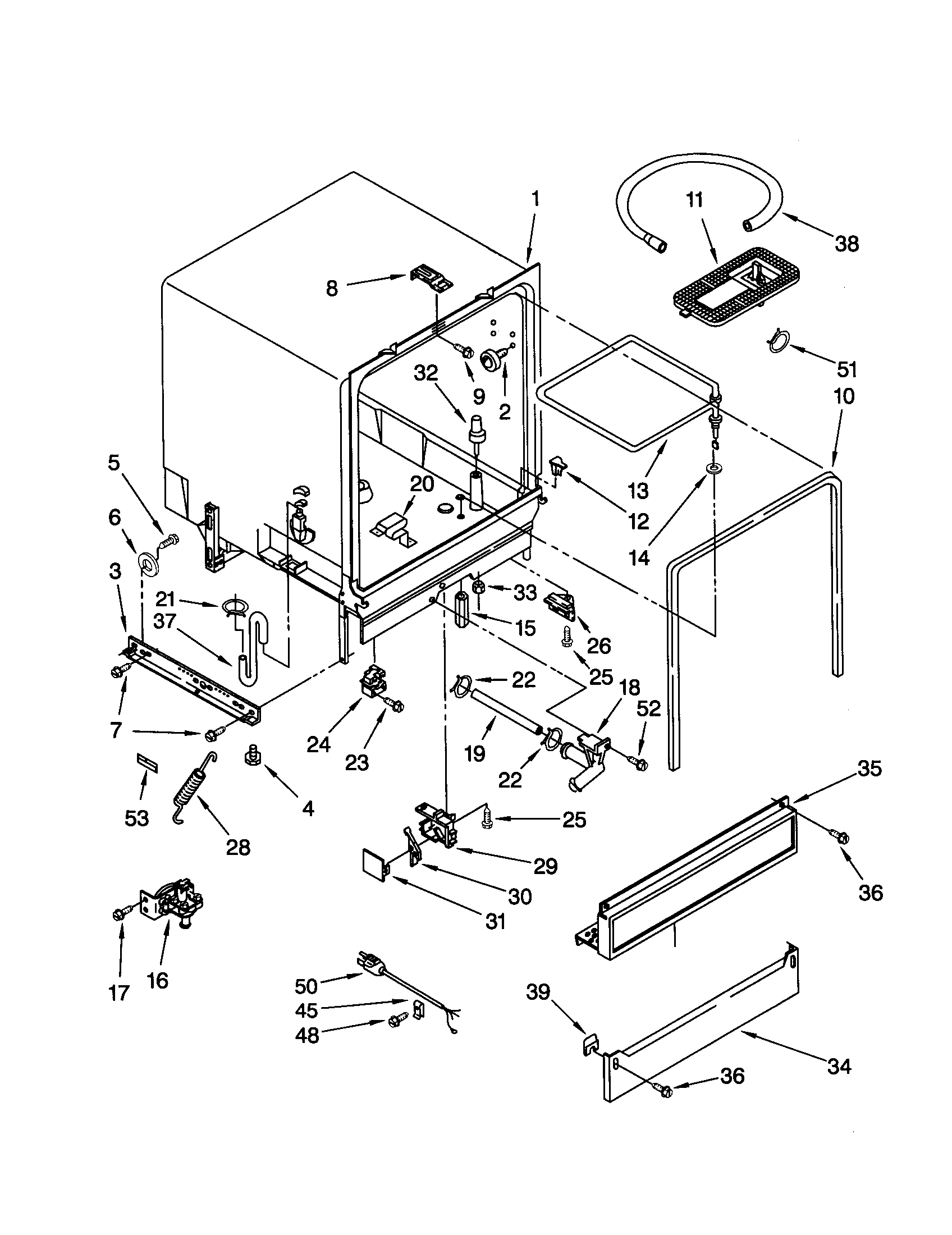 Whirlpool DU801DWGQ2 tub assembly diagram
