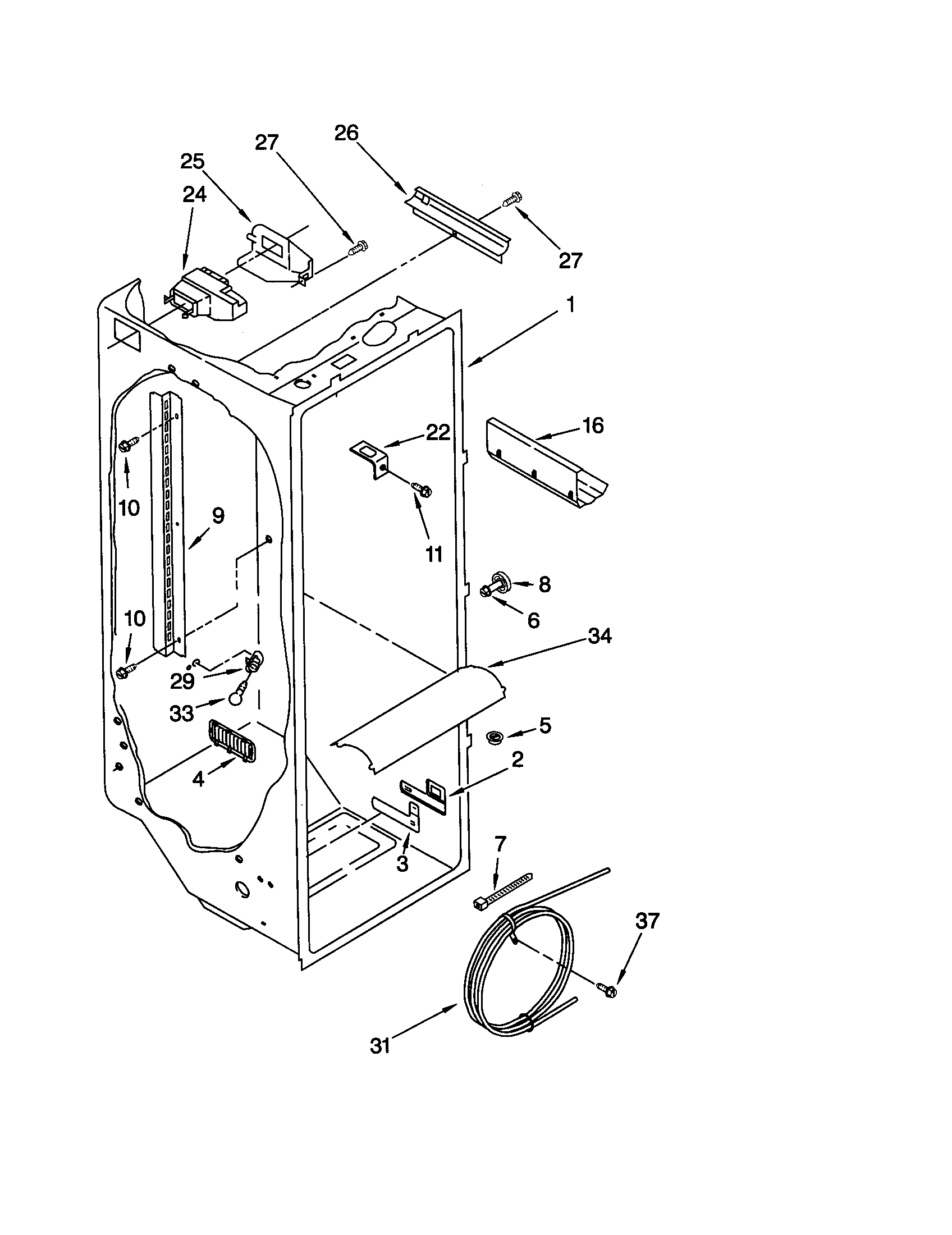 Whirlpool ED27QFXHT01 refrigerator liner diagram