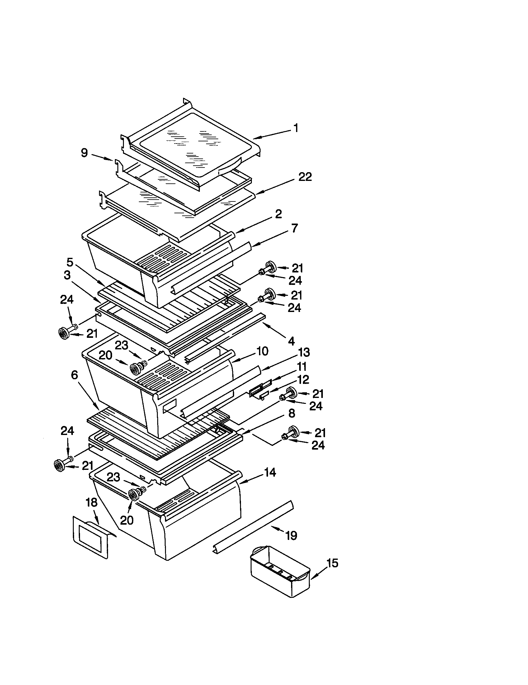 Whirlpool ED27QFXHT01 refrigerator shelf diagram