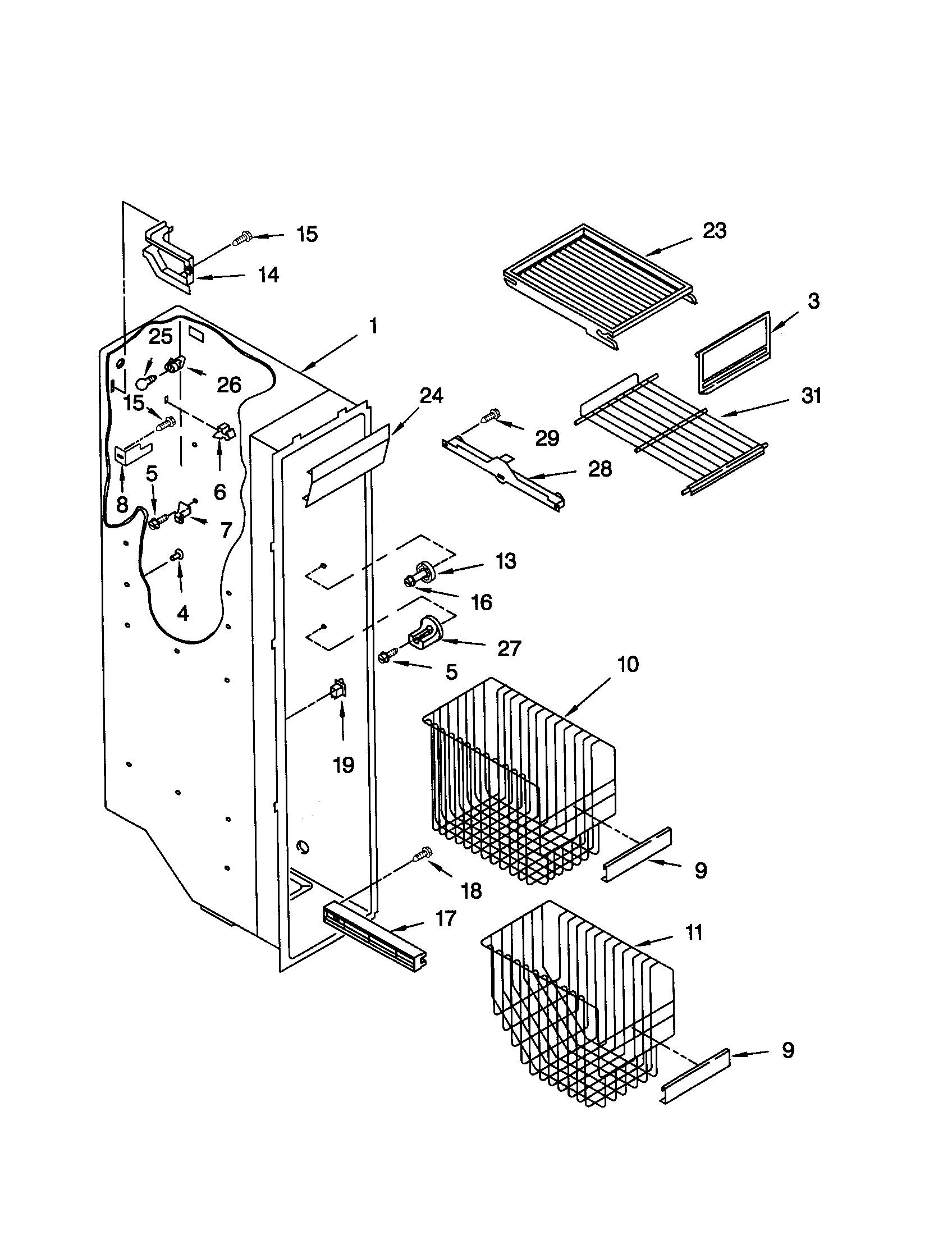 Whirlpool ED27QFXHT01 freezer liner diagram