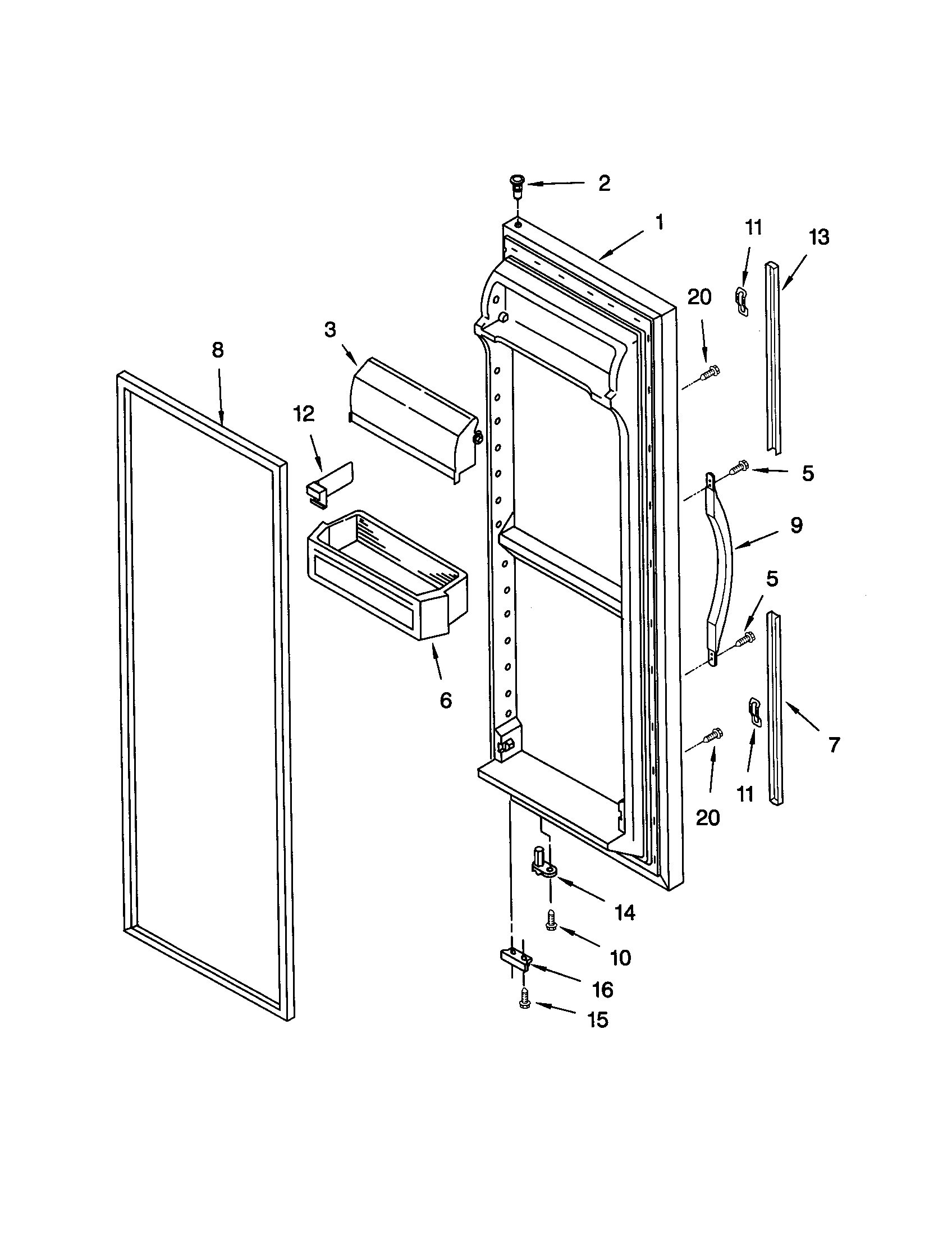 Whirlpool ED27QFXHT01 refrigerator door diagram