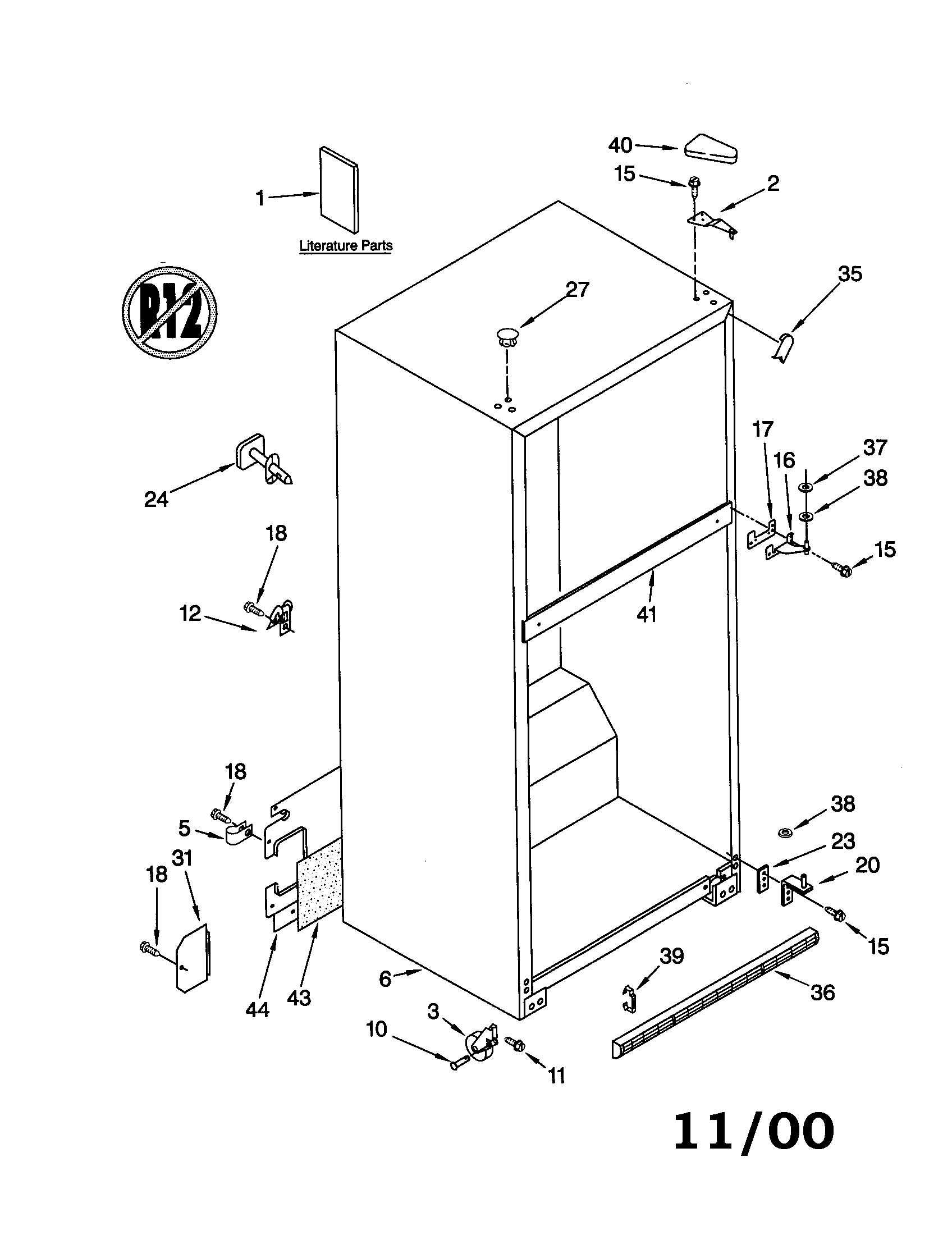 Whirlpool ET21UKXJW01 cabinet diagram