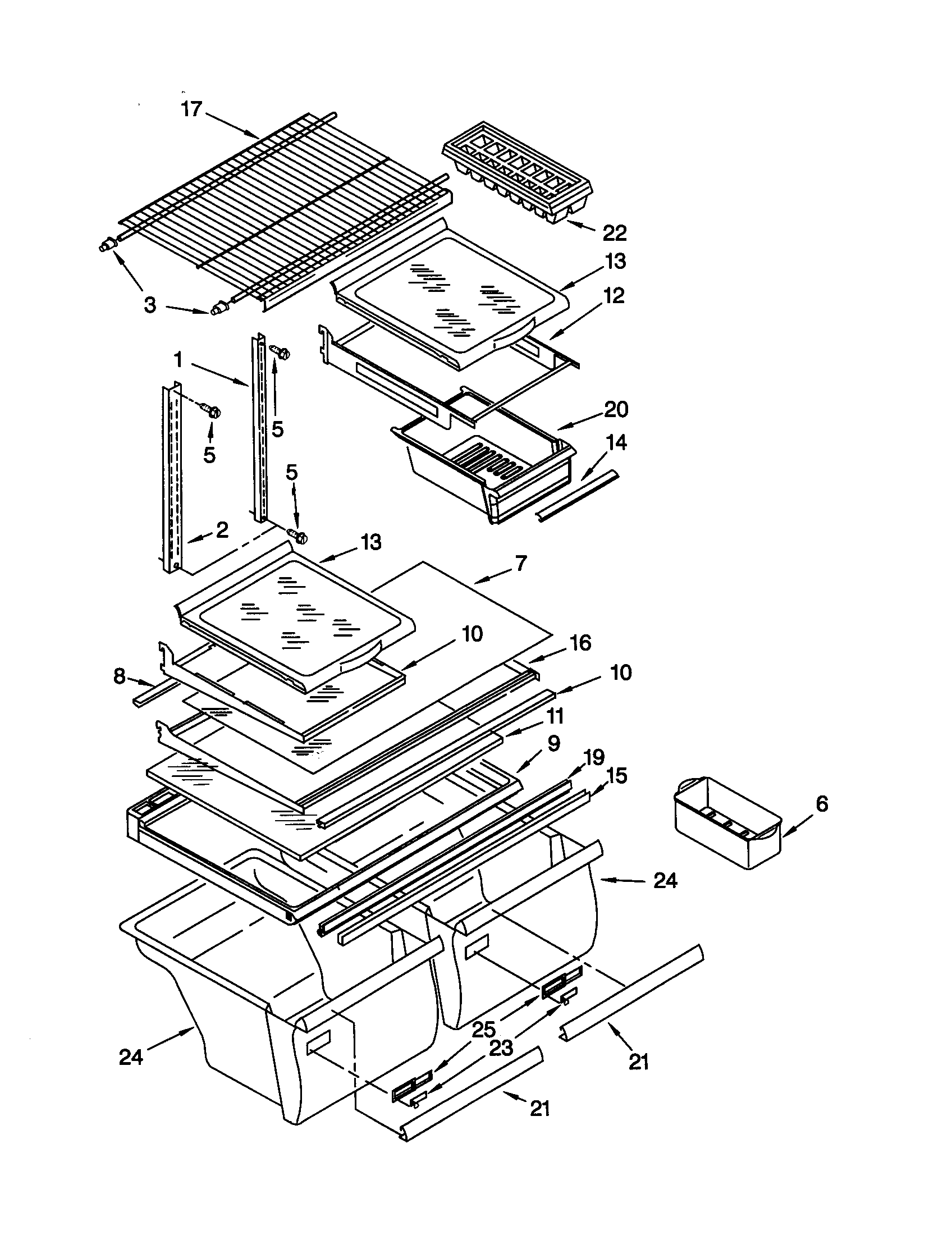 Whirlpool ET21UKXJW01 shelf diagram
