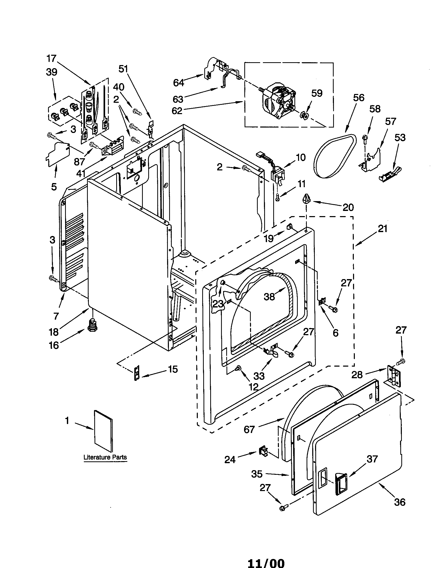 Whirlpool LEQ8857JQ1 cabinet diagram