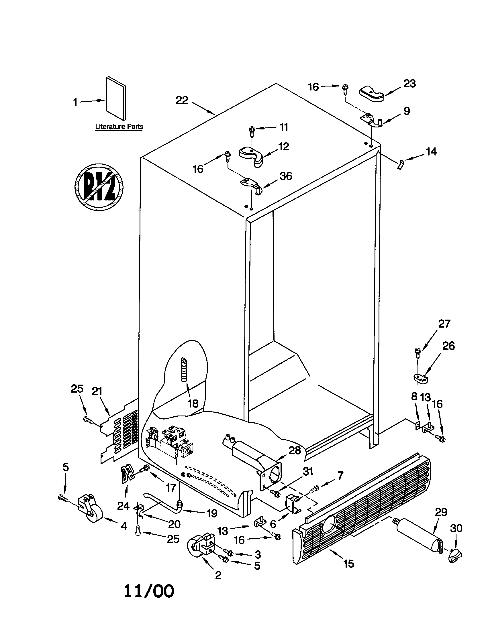 Whirlpool GD25DIXHB02 cabinet diagram