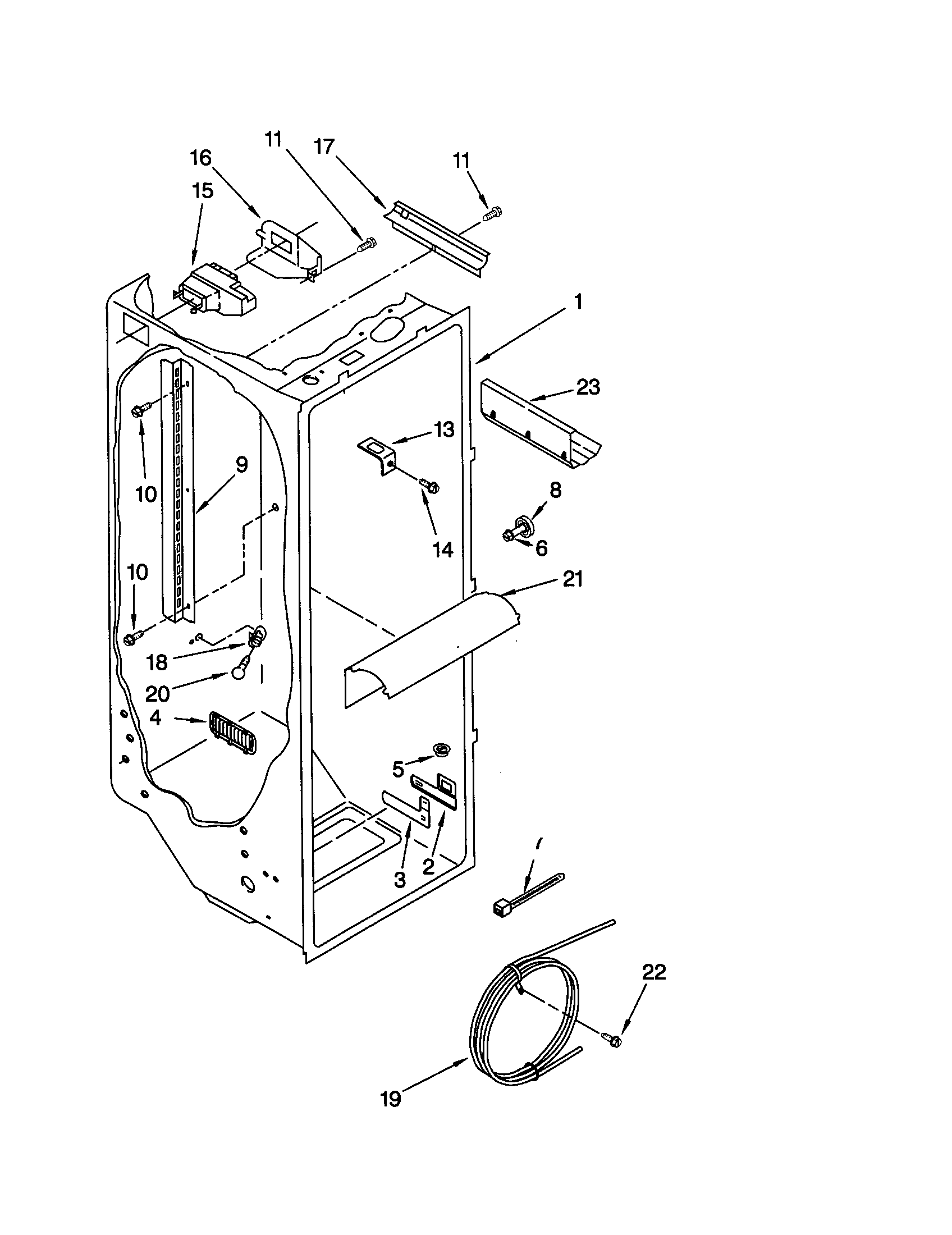 Whirlpool GD25DIXHB02 refrigerator liner diagram