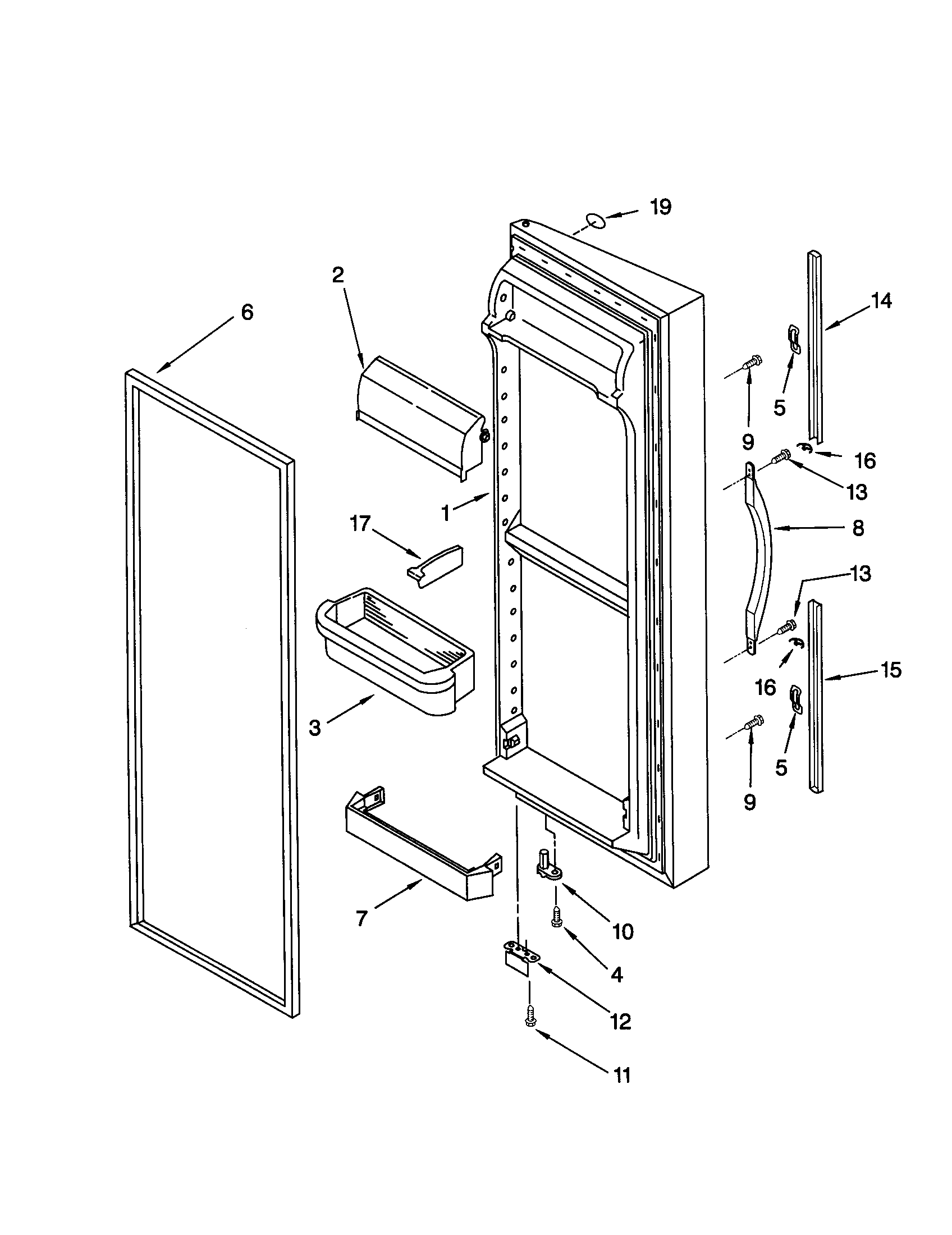 Whirlpool GD25DIXHB02 refrigerator door diagram