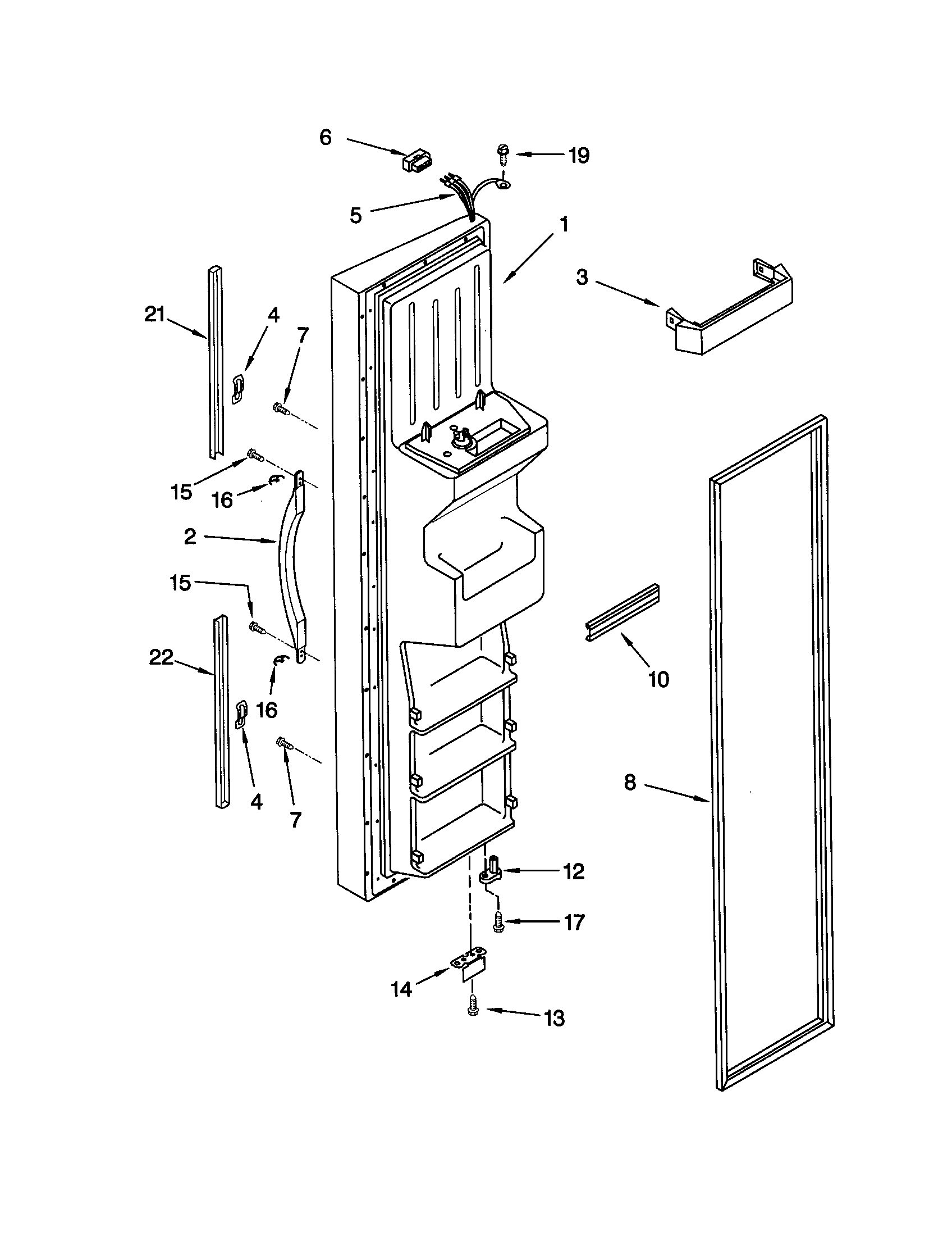 Whirlpool GD25DIXHB02 freezer door diagram