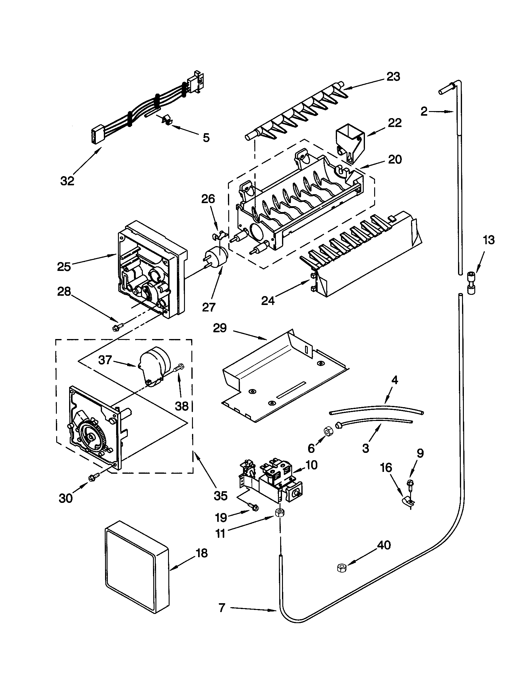 Whirlpool GD25DIXHB02 icemaker diagram