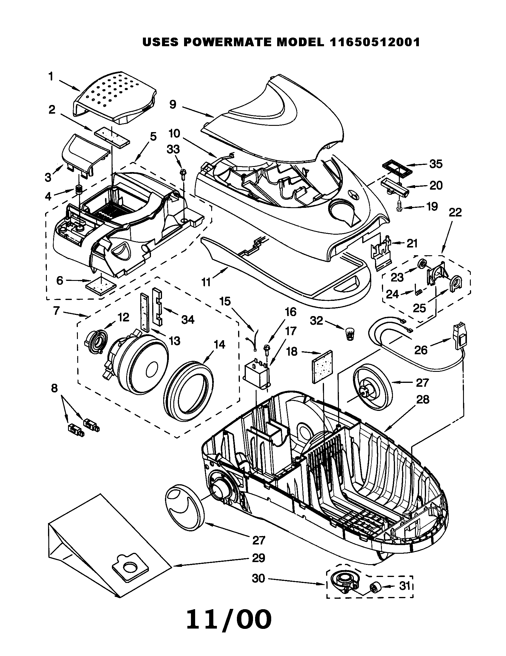 Kenmore 11620512001 vacuum cleaner diagram
