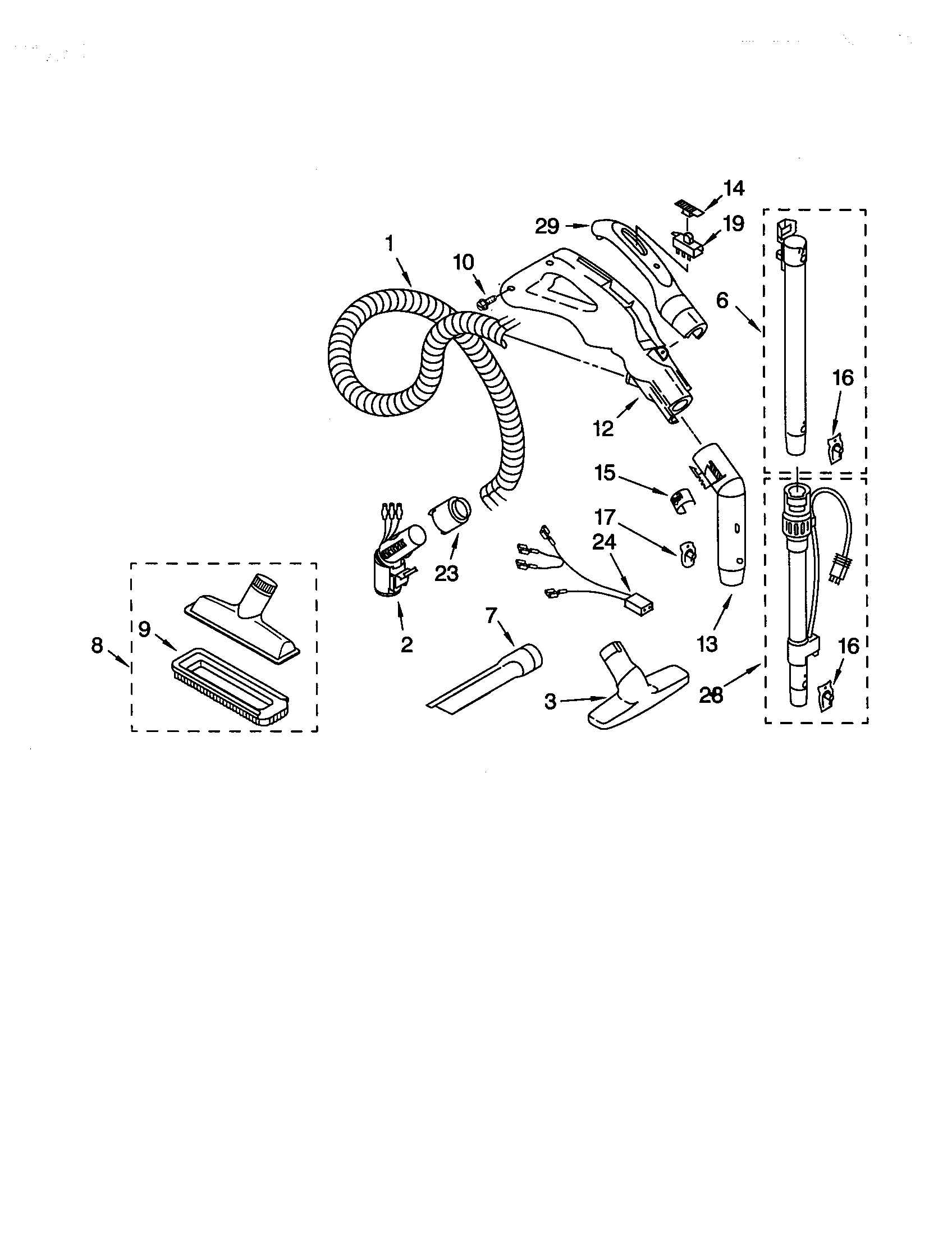 Kenmore 11620512001 hose and attachments diagram