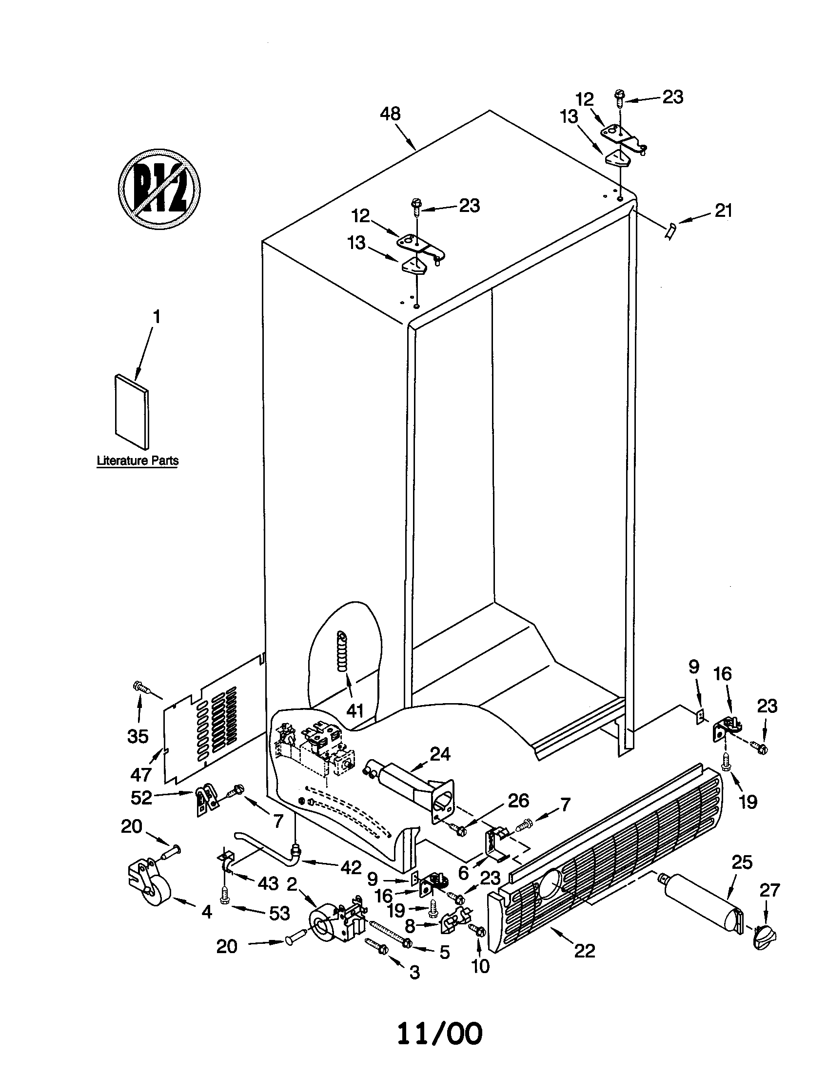 Whirlpool GD25SFCHS11 cabinet diagram