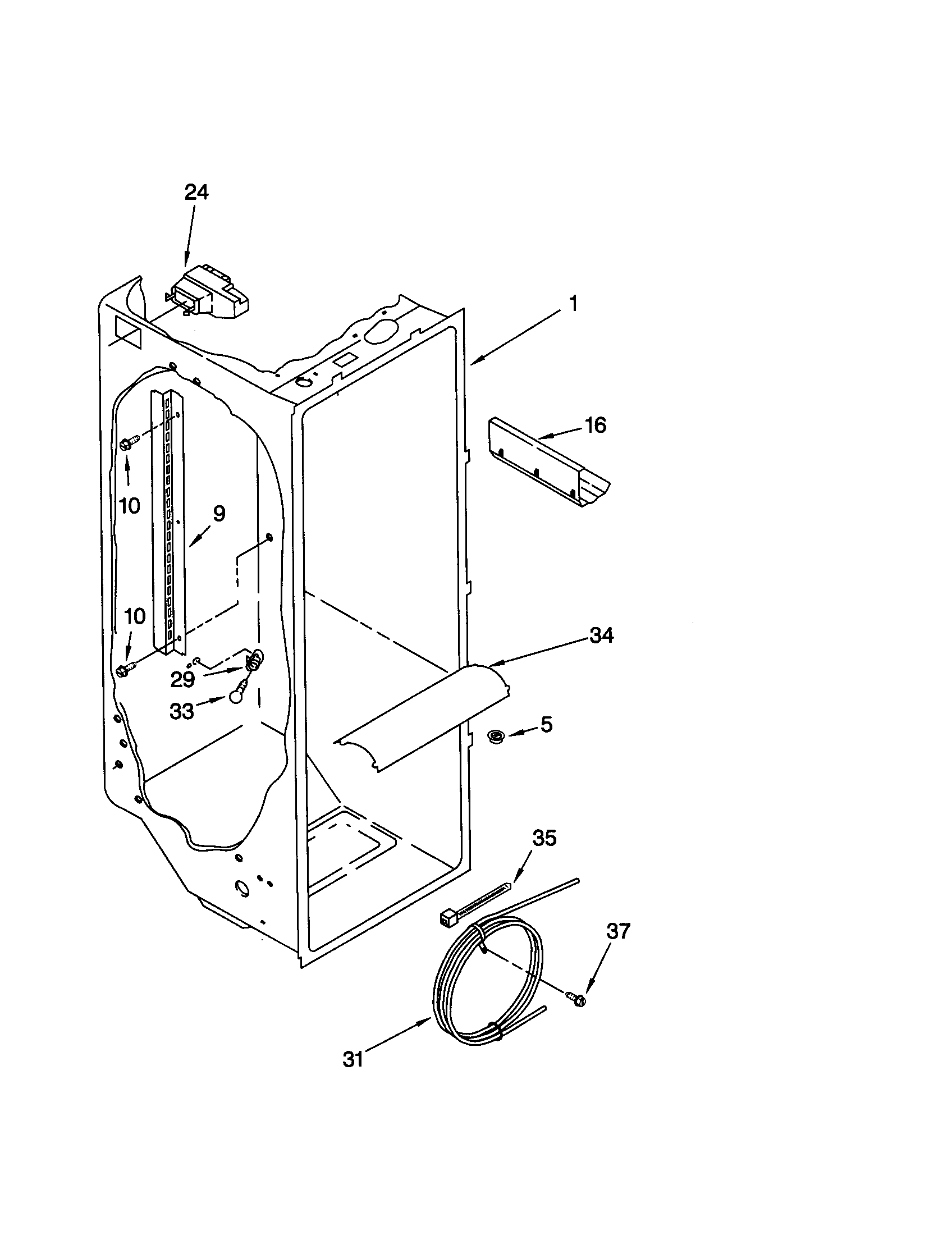 Whirlpool GD25SFCHS11 refrigerator liner diagram