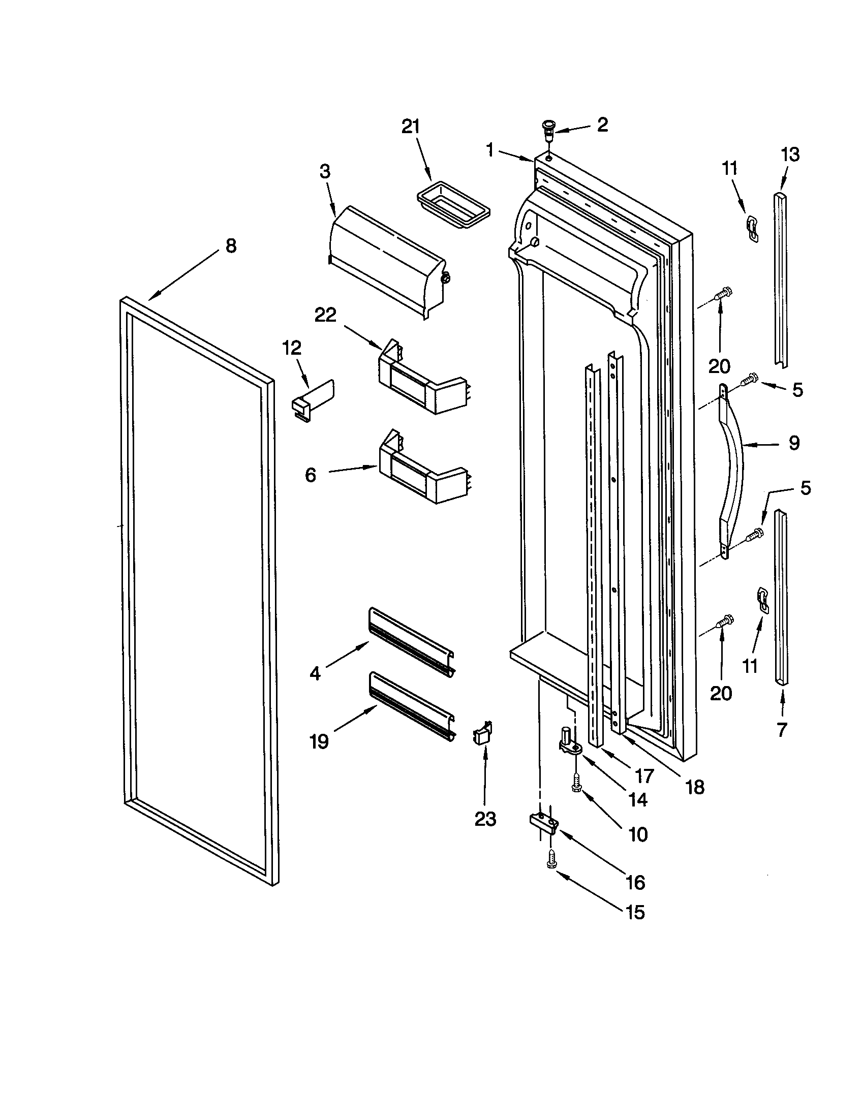 Whirlpool GD25SFCHS11 refrigerator door diagram