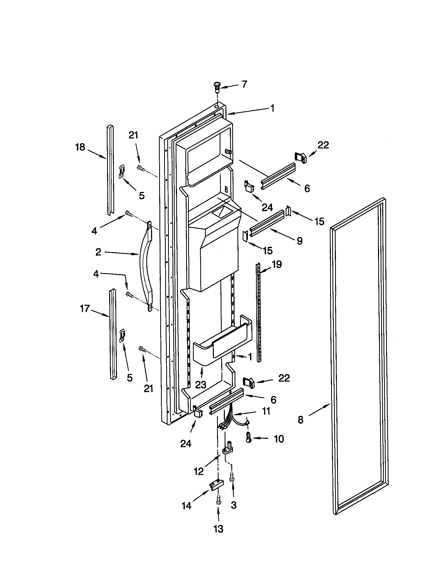 Whirlpool GD25SFCHS11 freezer door diagram