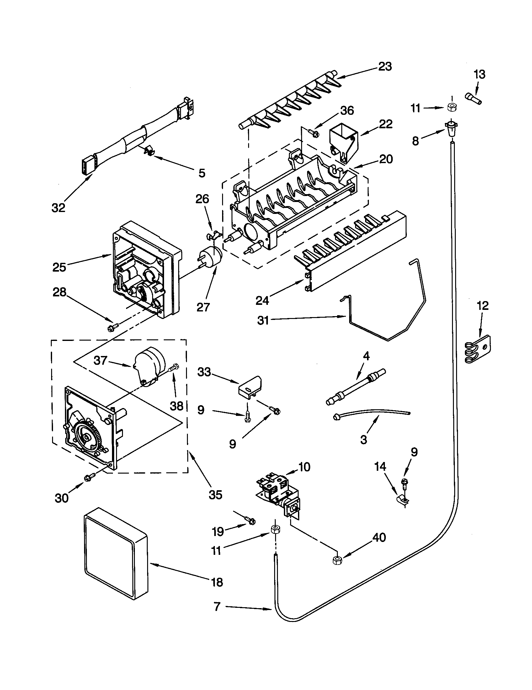 Whirlpool GD25SFCHS11 icemaker diagram