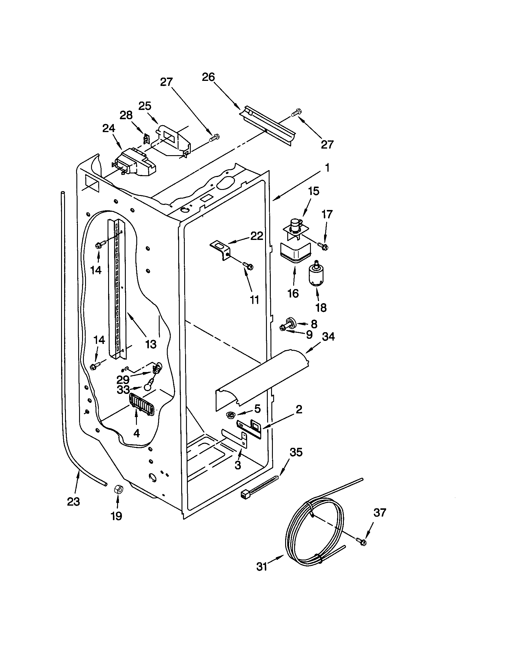 Whirlpool ED25PEXHB02 refrigerator liner diagram