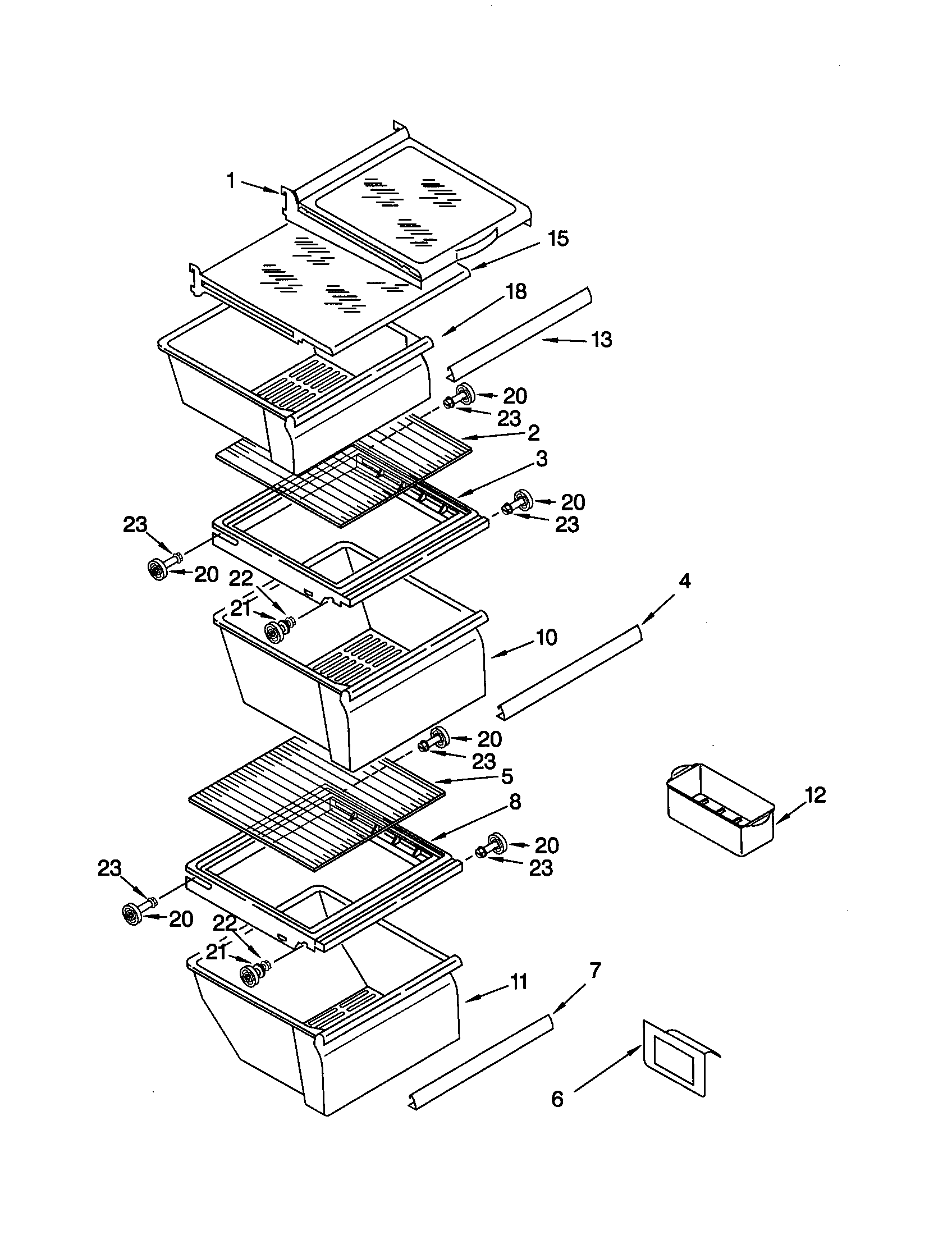 Whirlpool ED25PEXHB02 refrigerator shelf diagram