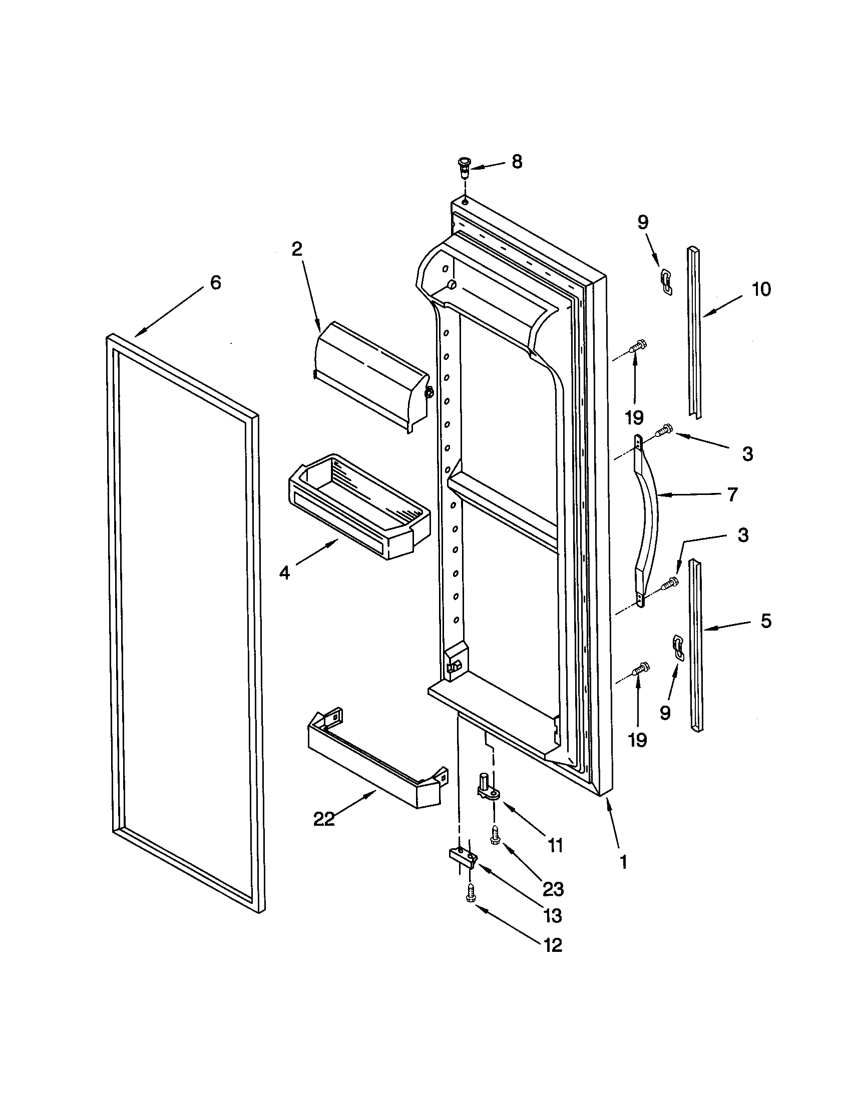 Whirlpool ED25PEXHB02 refrigerator door diagram