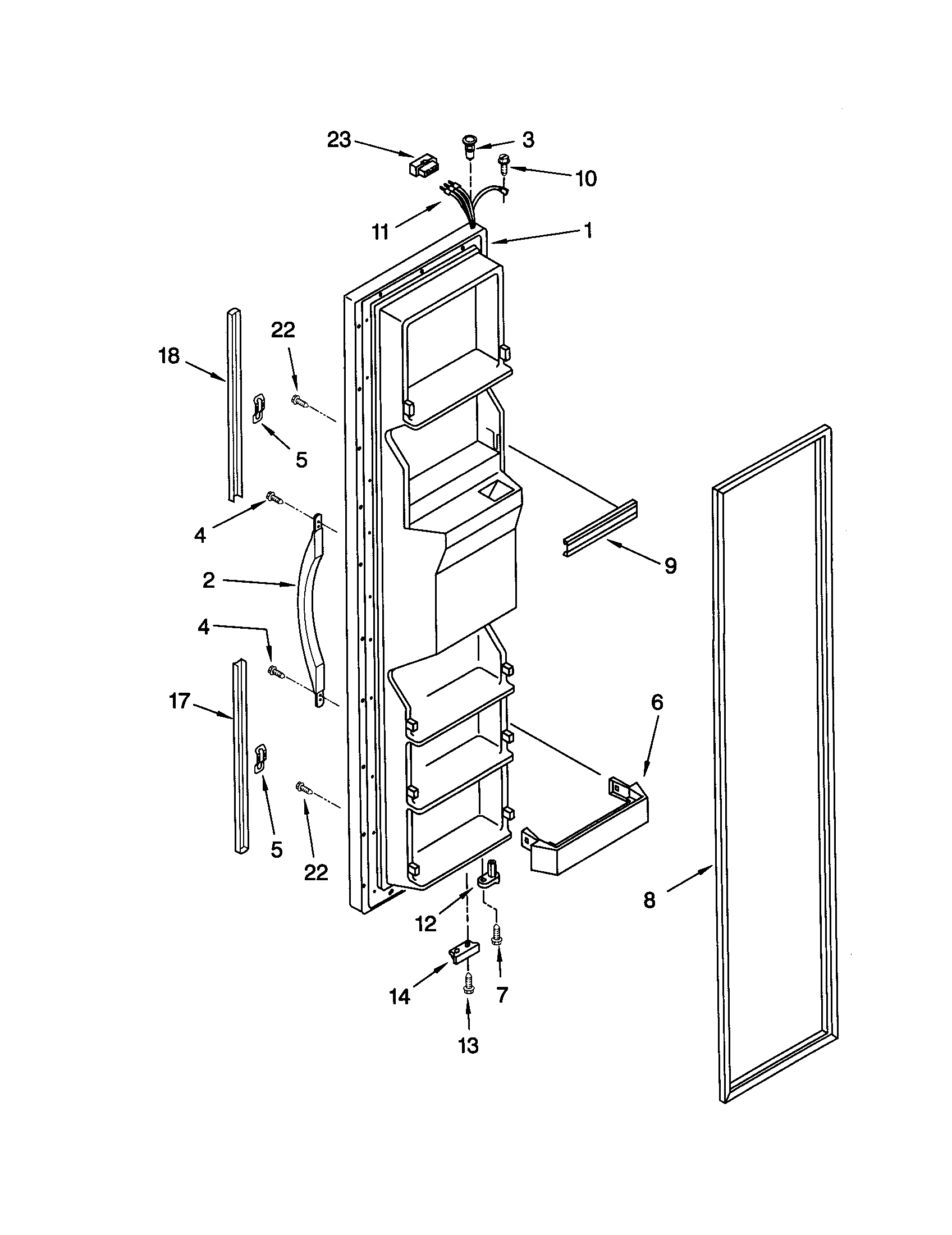 Whirlpool ED25PEXHB02 freezer door diagram