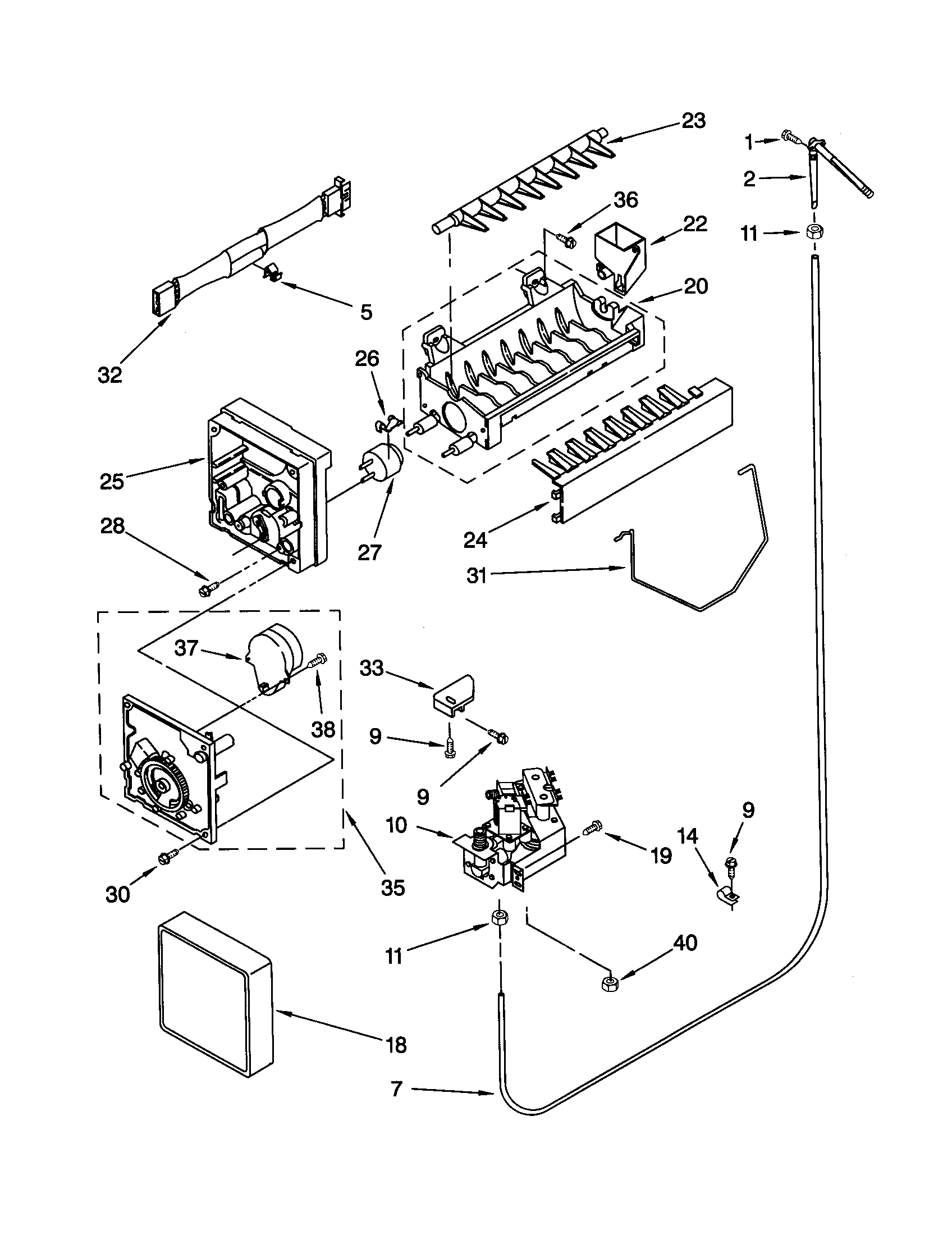 Whirlpool ED25PEXHB02 icemaker diagram