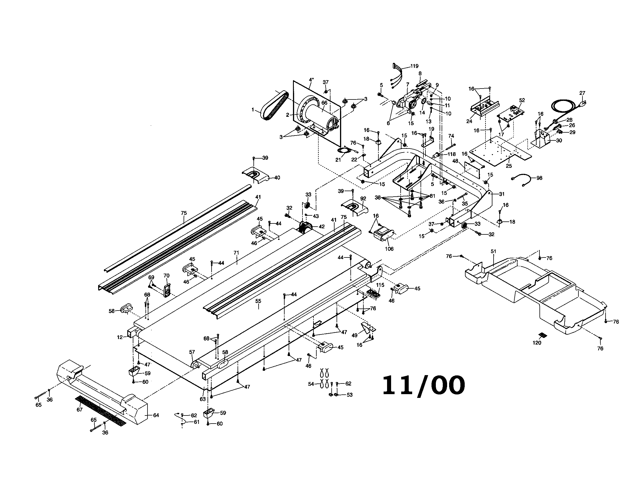 Proform PFTL69100 treadmill diagram