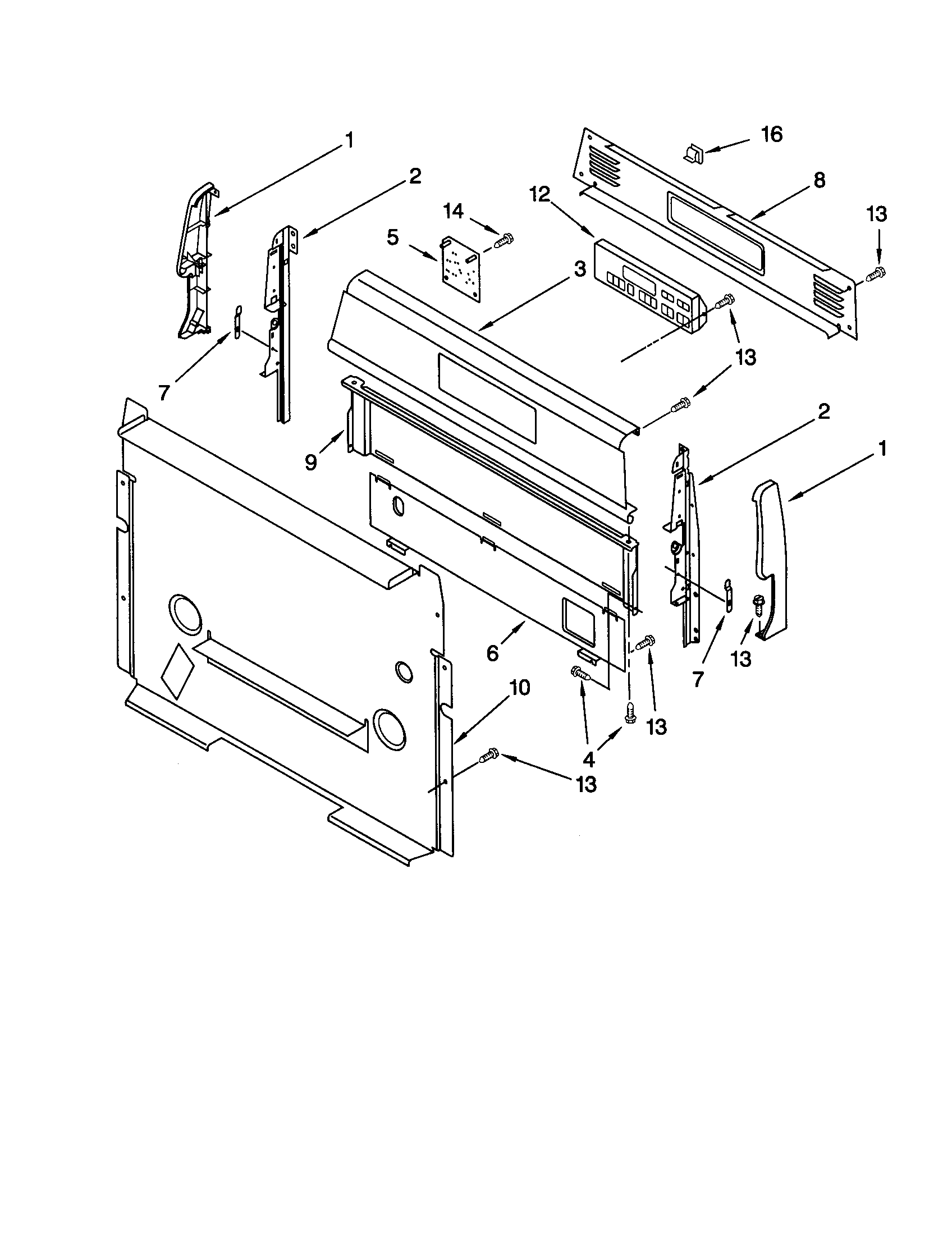 Whirlpool SF340BEHB1 control panel diagram