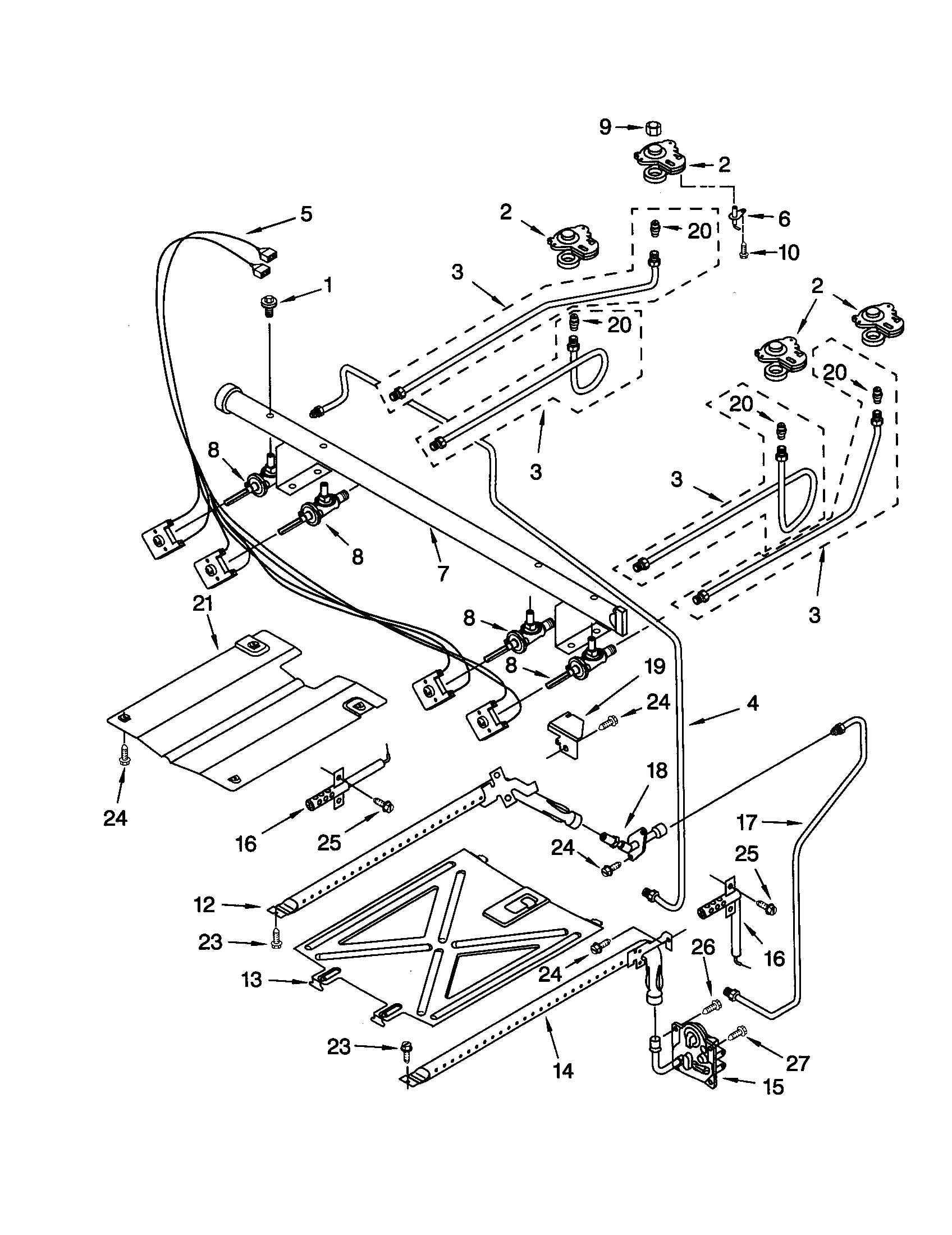 Whirlpool SF340BEHB1 manifold diagram
