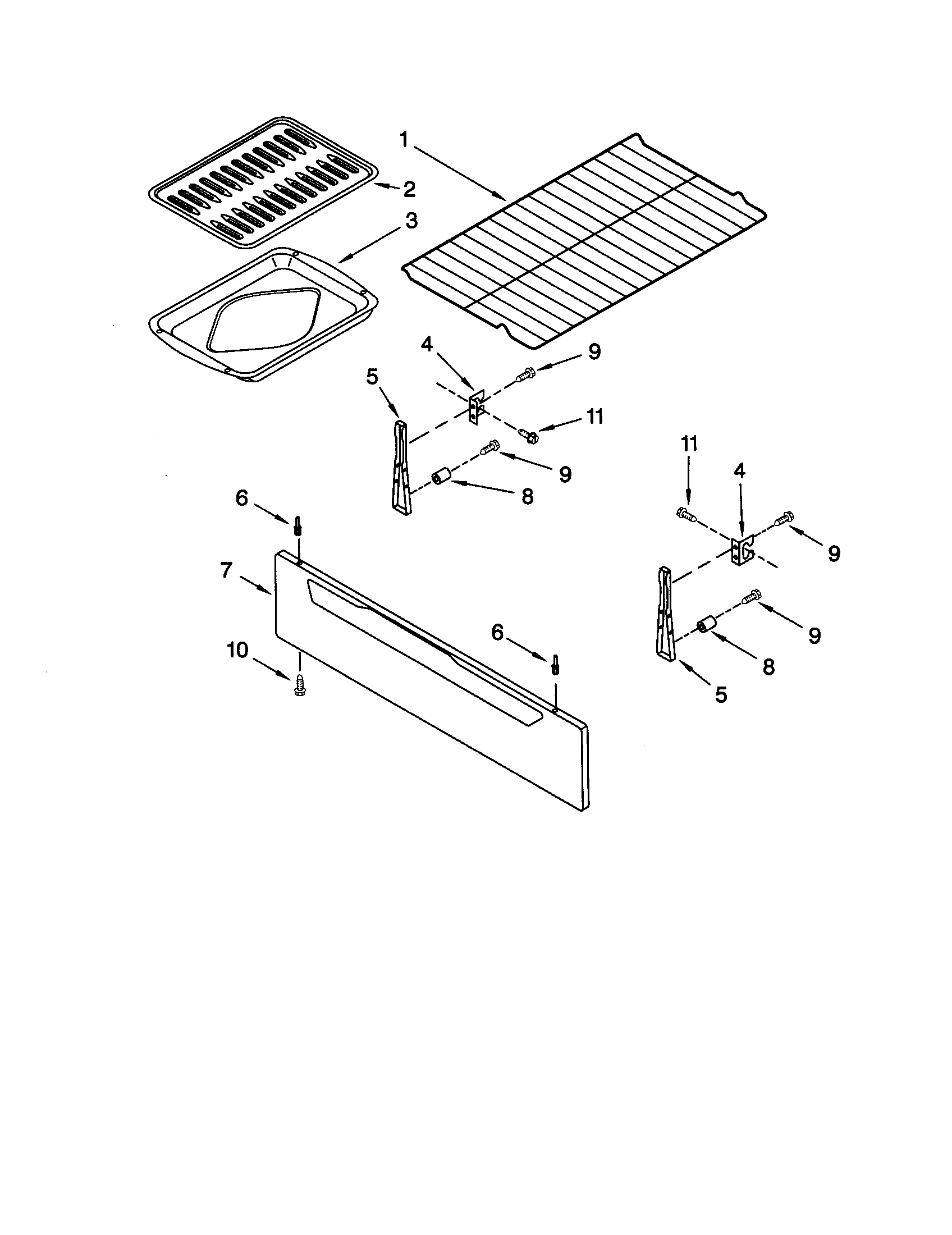 Whirlpool SF340BEHB1 drawer and broiler diagram