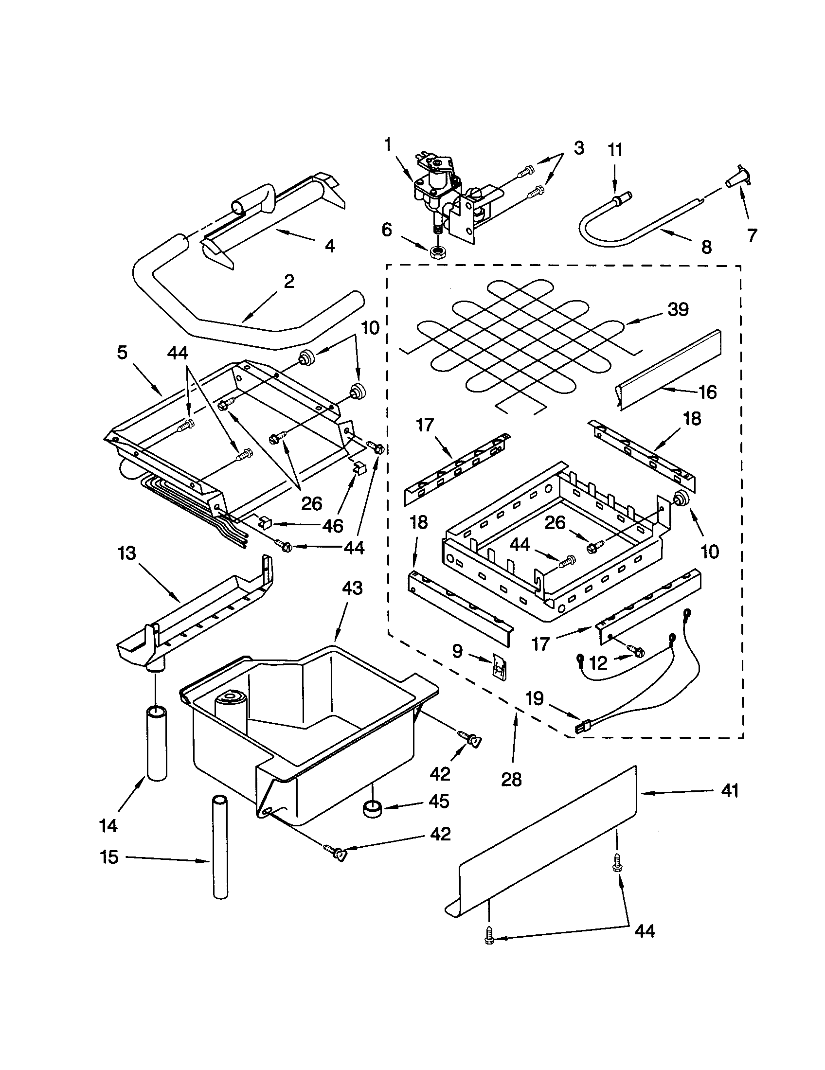 KitchenAid KUIS155HLS2 evaporator and ice cutter grid diagram