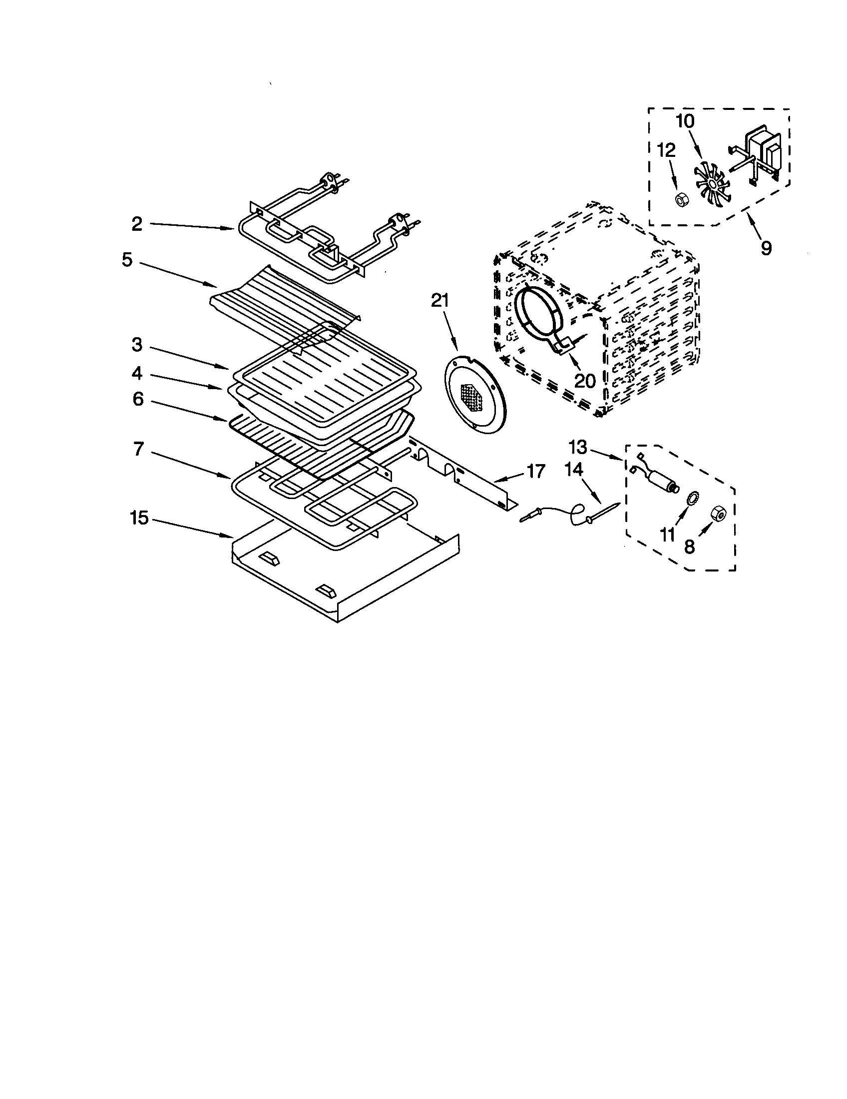 KitchenAid KEBS147DWH9 internal oven diagram