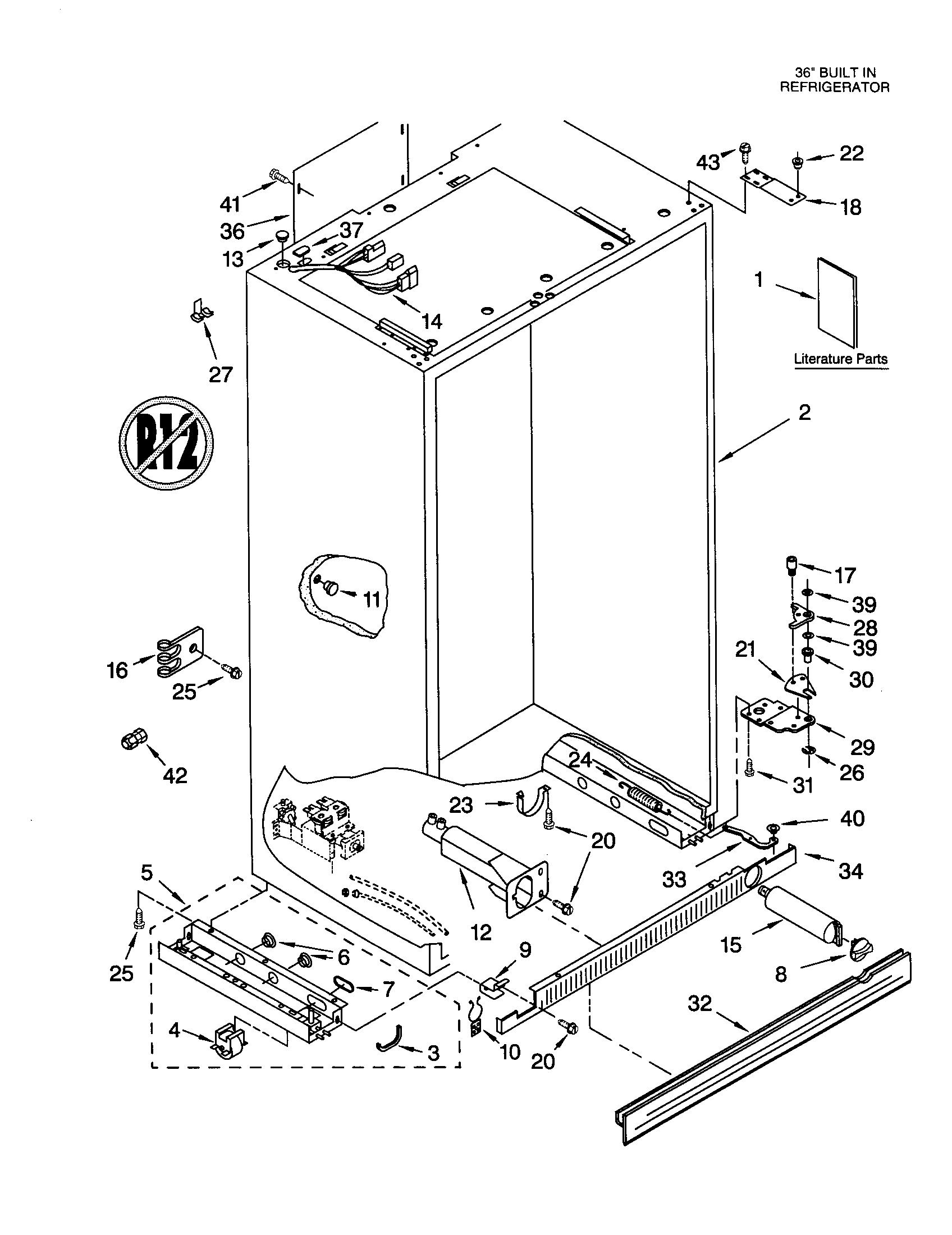 KitchenAid KSSS36QJS00 cabinet diagram