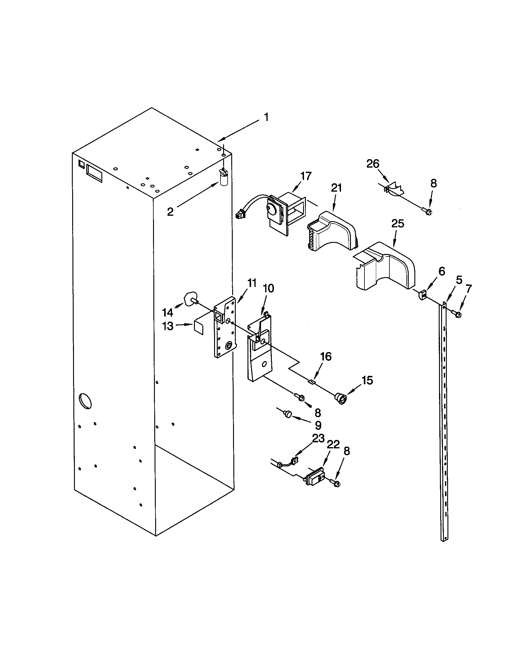 KitchenAid KSSS36QJS00 refrigerator liner diagram