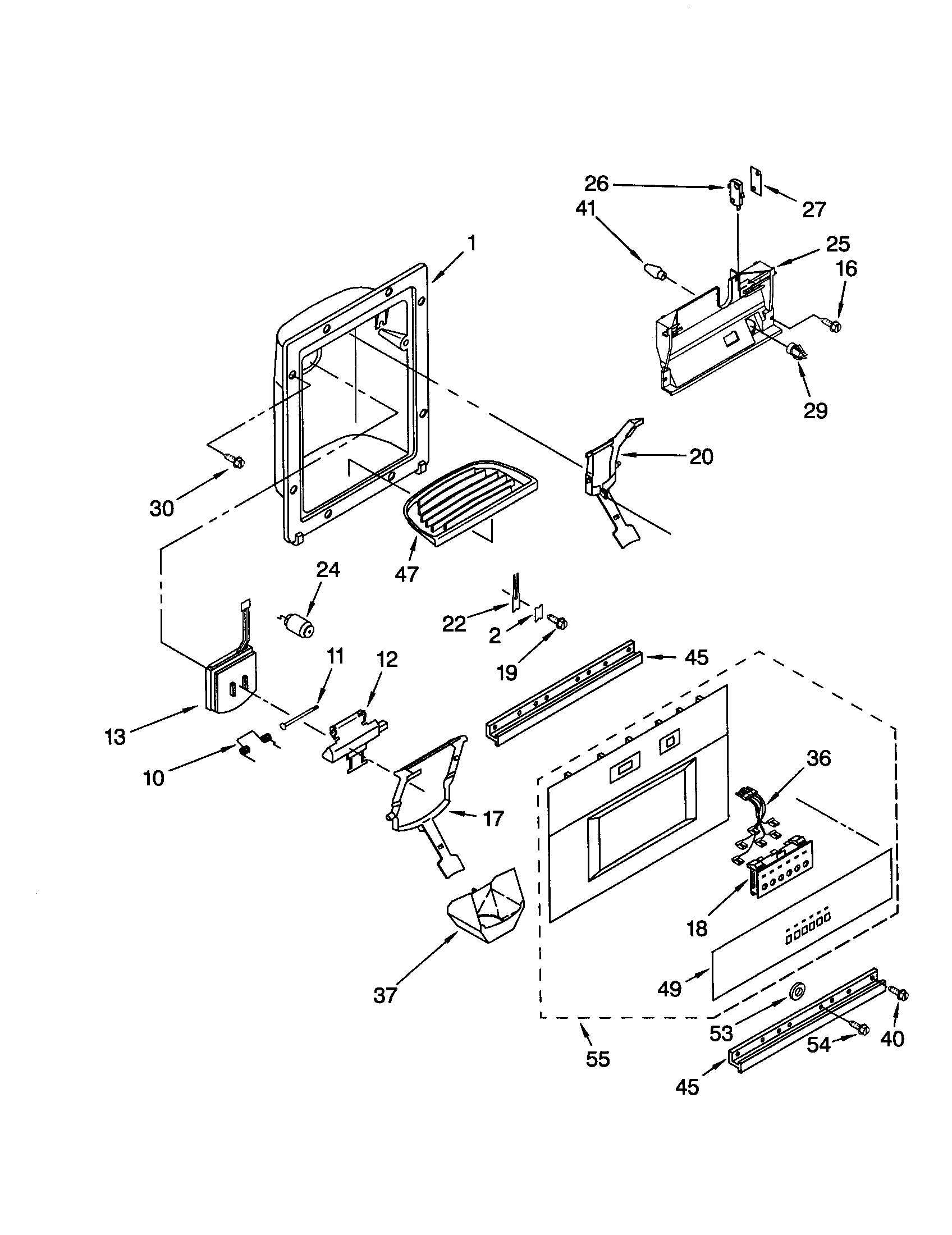 KitchenAid KSSS36QJS00 dispenser front diagram