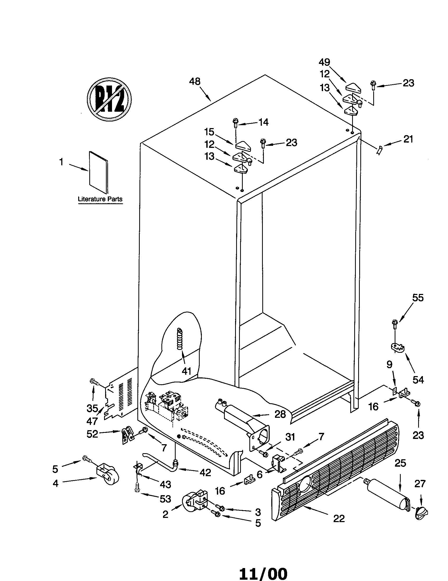 KitchenAid KSRW25FHBL02 cabinet diagram