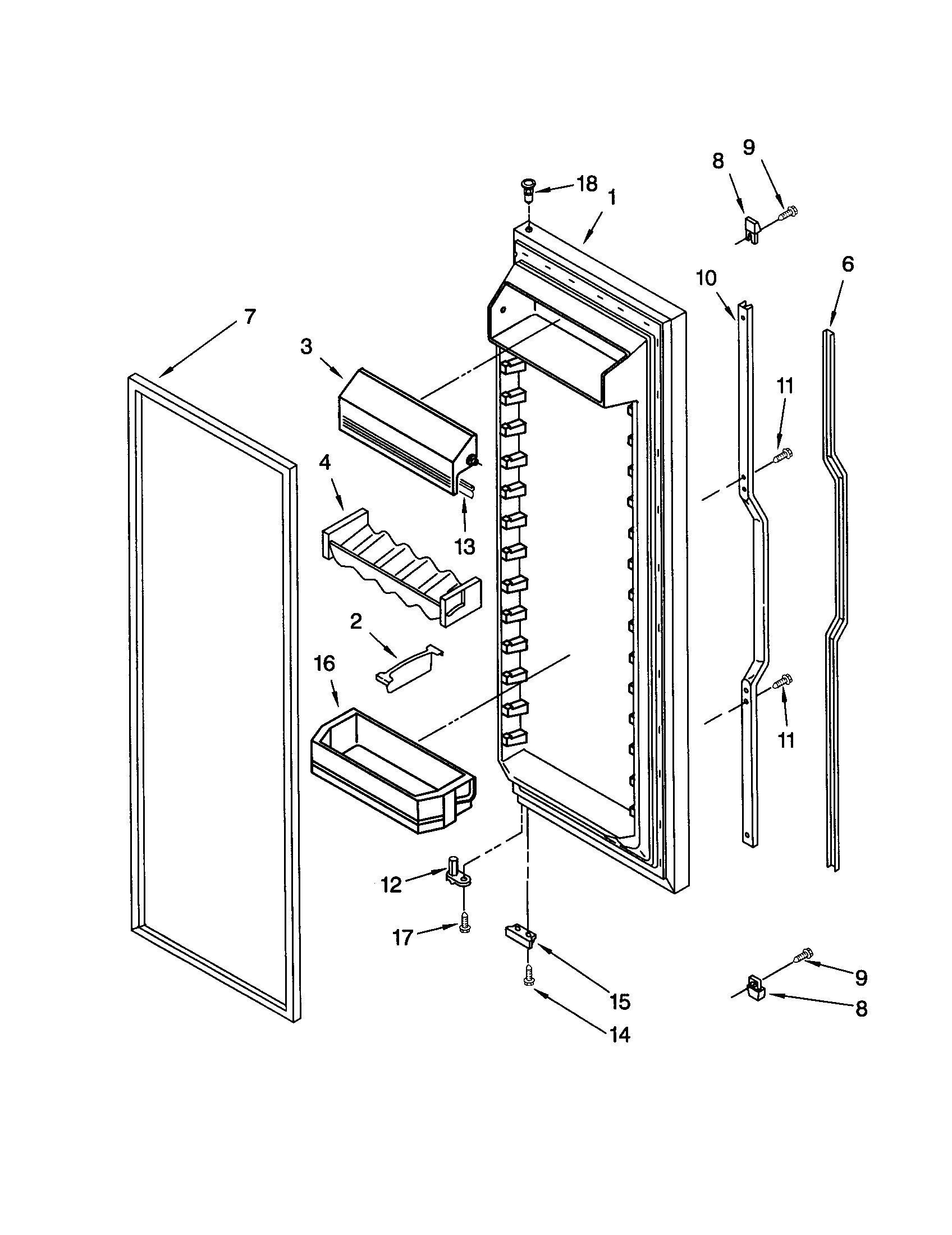 KitchenAid KSRW25FHBL02 refrigerator door diagram