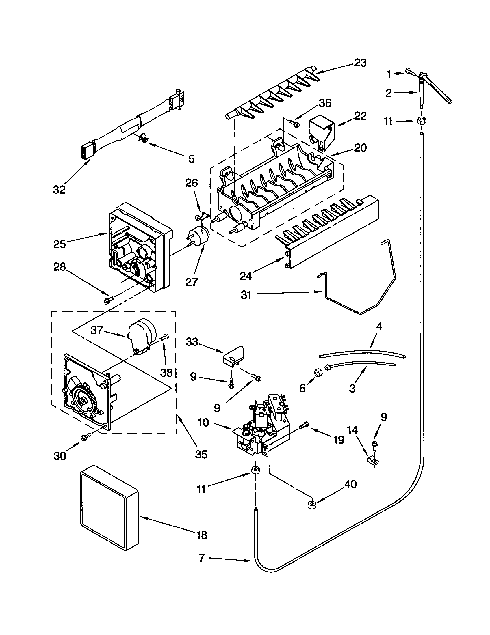 KitchenAid KSRW25FHBL02 ice maker diagram